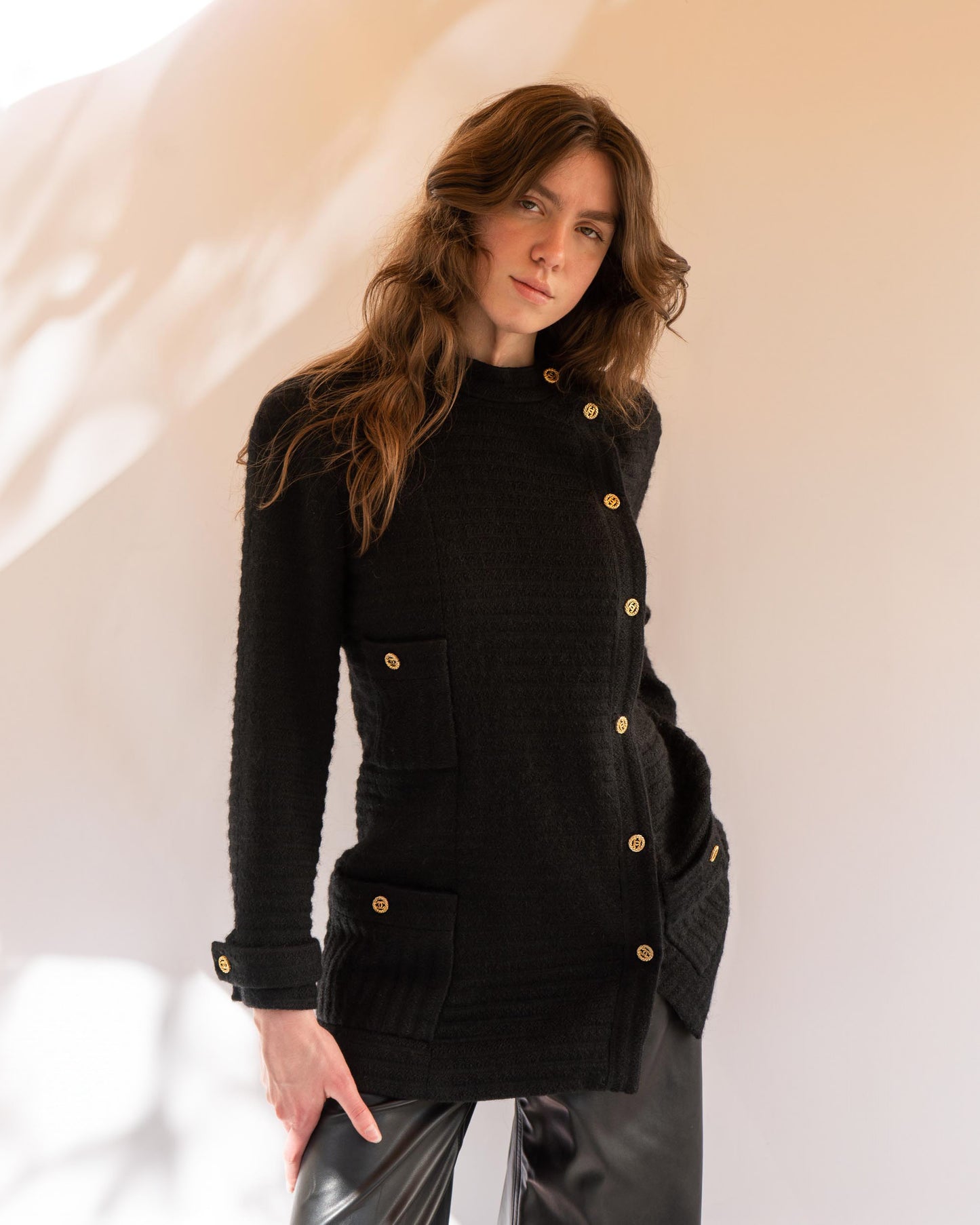 FR38-40 Rare Chanel 1980s Four Pocket Double Breasted Wool Jacket