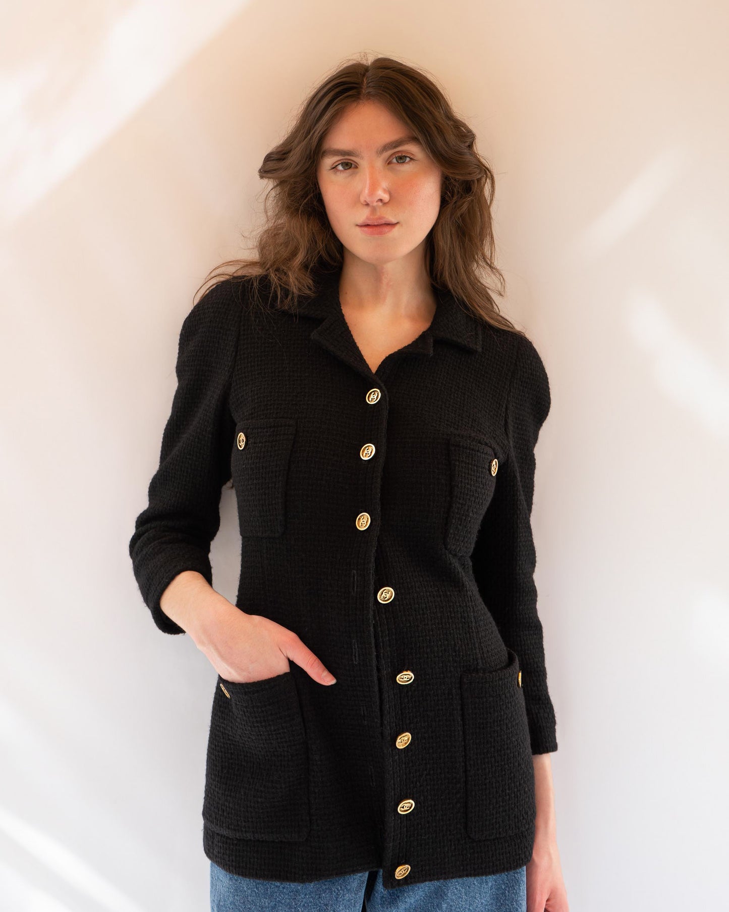 FR36 Rare Chanel Fall 1990 Four Pocket Wool Tweed Jacket