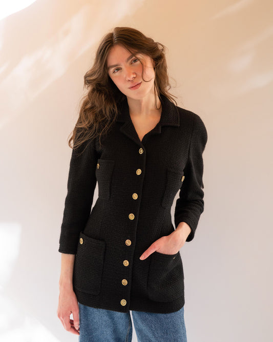 FR36 Rare Chanel Fall 1990 Four Pocket Wool Tweed Jacket