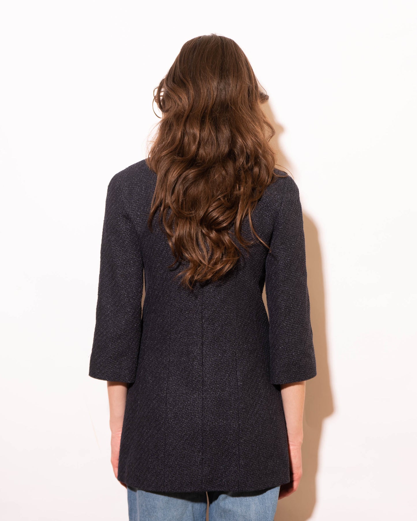FR36-38 Chanel Spring 2012 Three Pocket Interlocking C Embroidered Logo Navy Tweed Double Breasted Jacket - Vintage Chanel Jacket - - Rarchive.