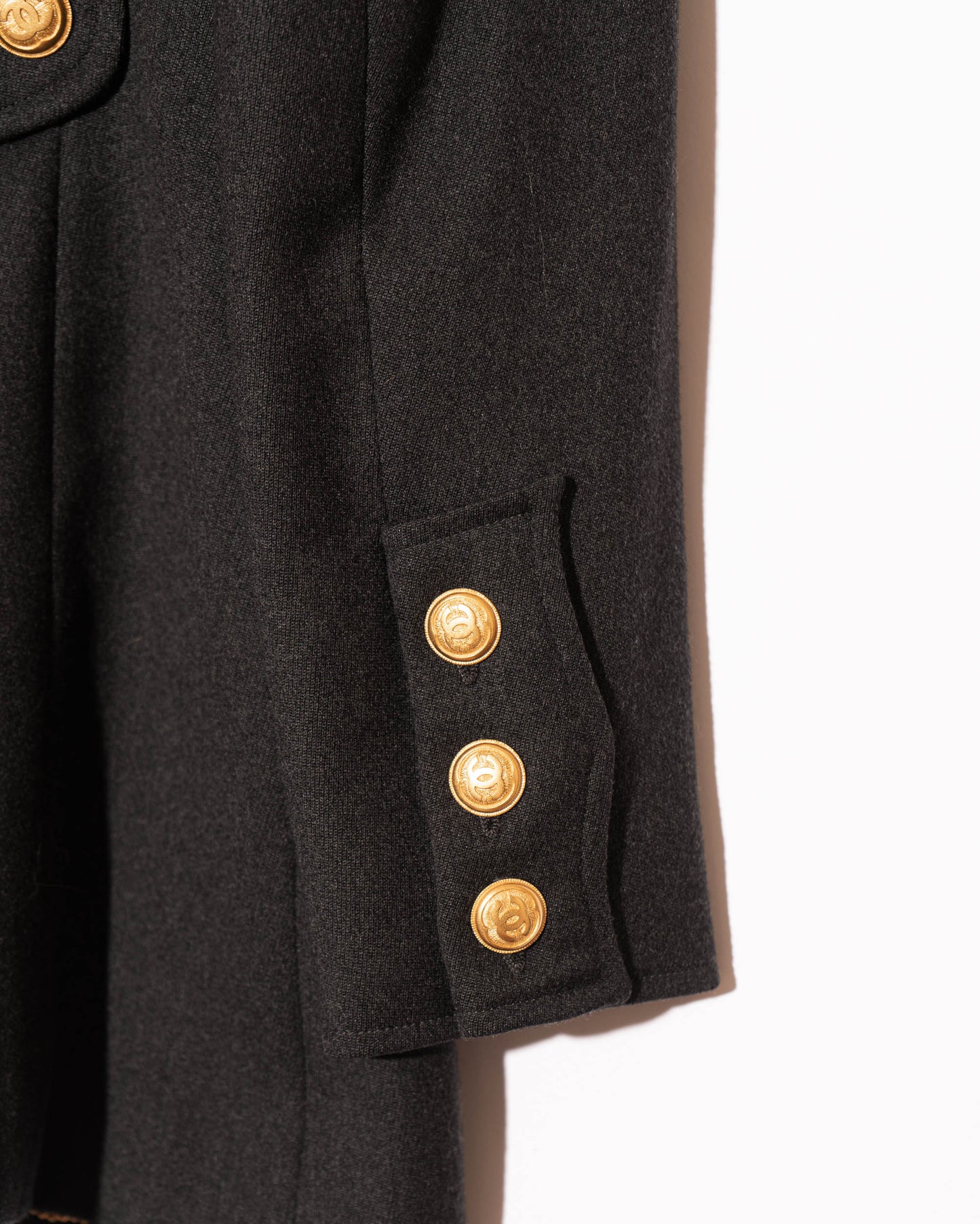 FR36-38 Rare Chanel Fall 1996 High Collar Two Pocket Doube Breasted Soft Wool Jacket - Vintage Chanel Jacket - - Rarchive.