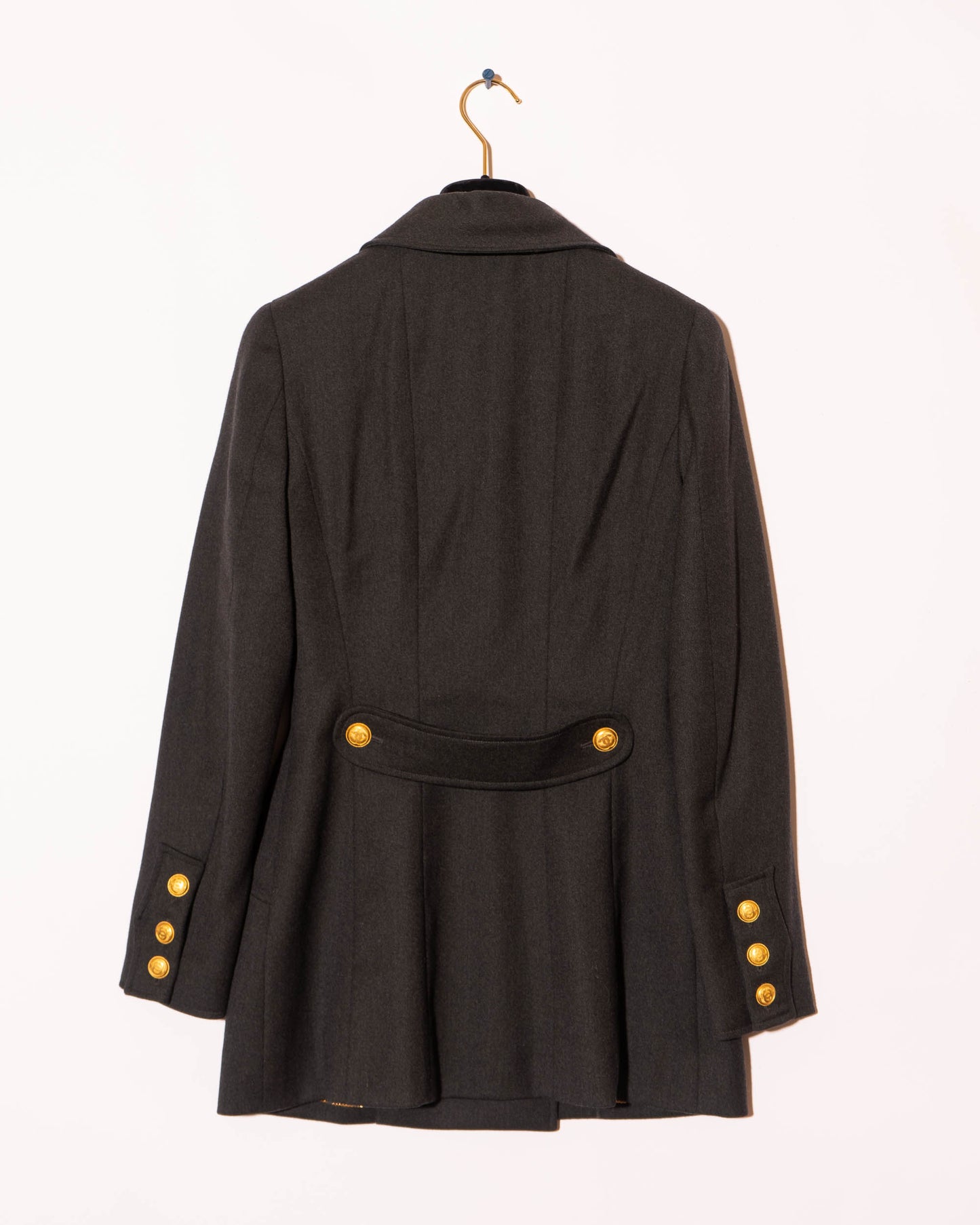 FR36-38 Rare Chanel Fall 1996 High Collar Two Pocket Doube Breasted Soft Wool Jacket - Vintage Chanel Jacket - - Rarchive.