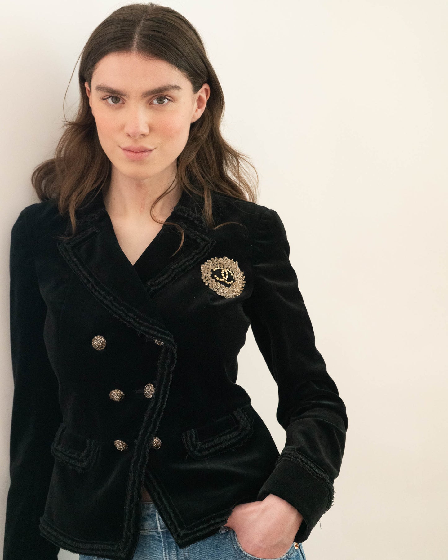 FR36-38 Chanel Spring 2010 Double Breasted Fitted Cut Velvet Jacket - Vintage Chanel Jacket - - Rarchive.