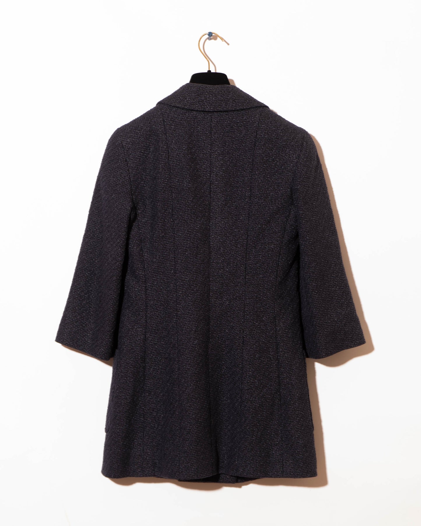 FR36-38 Chanel Spring 2012 Three Pocket Interlocking C Embroidered Logo Navy Tweed Double Breasted Jacket - Vintage Chanel Jacket - - Rarchive.
