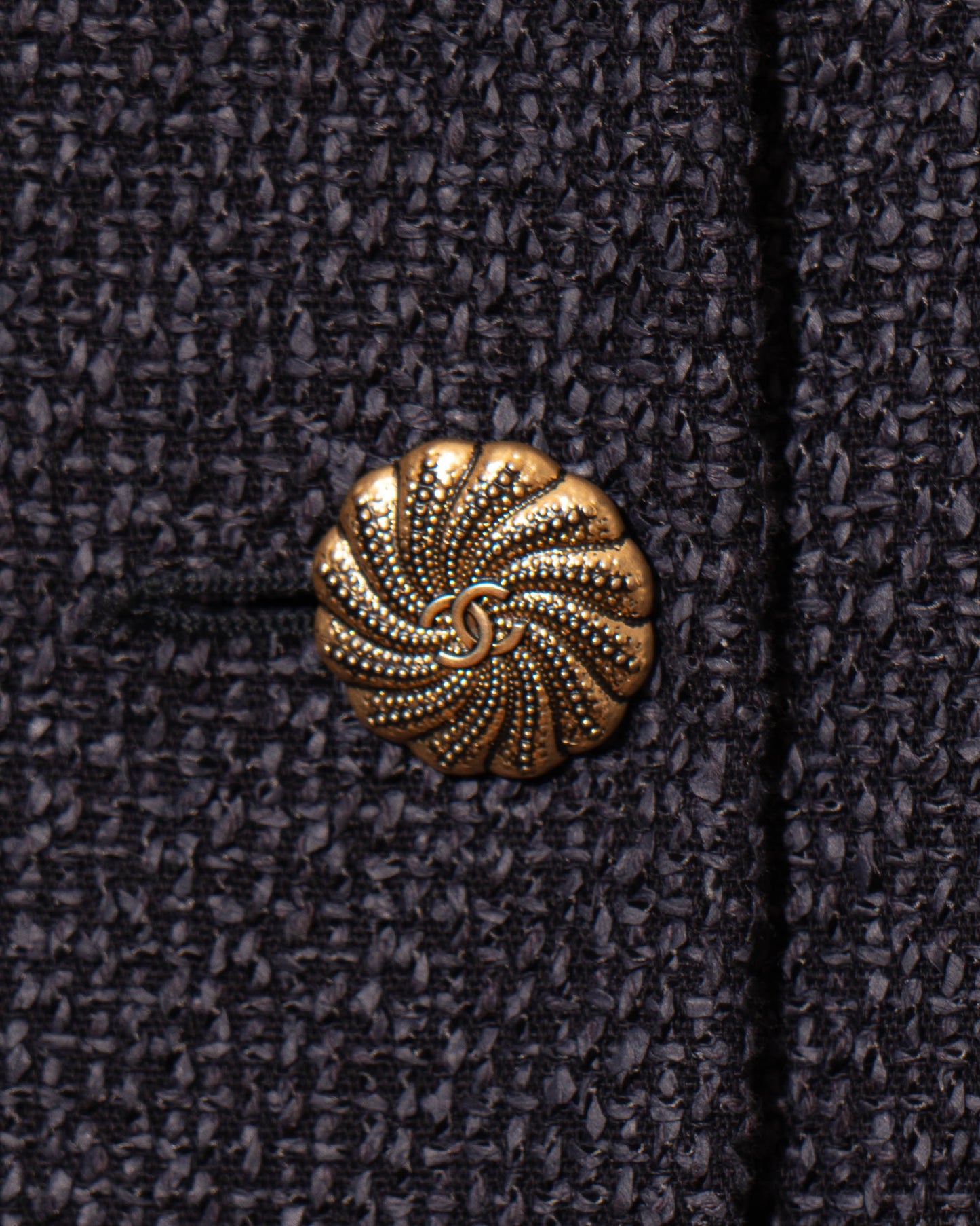 FR36-38 Chanel Spring 2012 Three Pocket Interlocking C Embroidered Logo Navy Tweed Double Breasted Jacket - Vintage Chanel Jacket - - Rarchive.