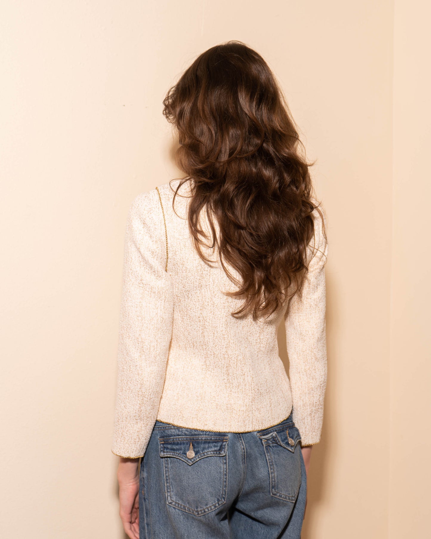 FR36-38 Rare Chanel Cruise 2001 Chain Accent Shimmering Tweed Jacket - Vintage Chanel Jacket - - Rarchive.
