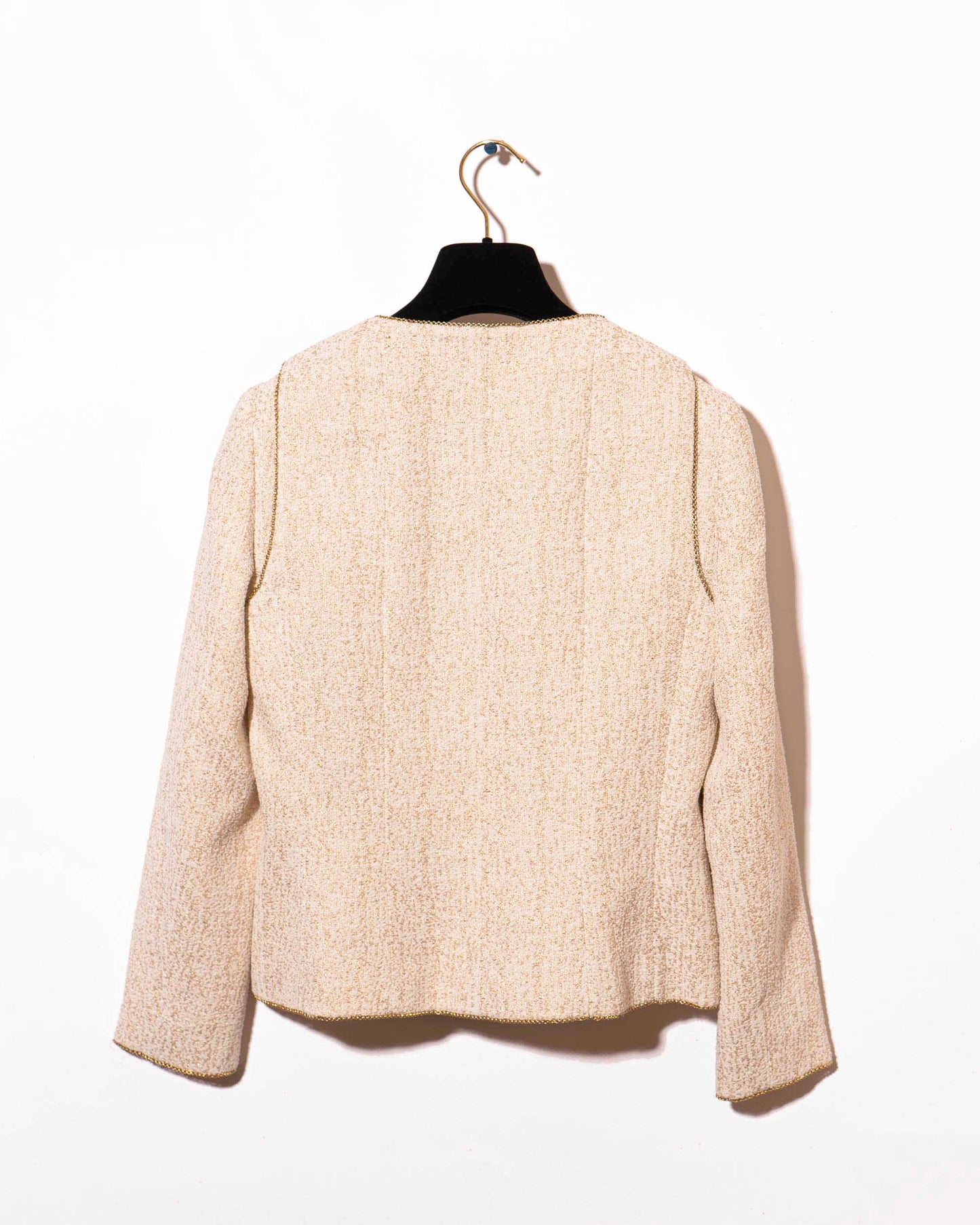 FR36-38 Rare Chanel Cruise 2001 Chain Accent Shimmering Tweed Jacket - Vintage Chanel Jacket - - Rarchive.