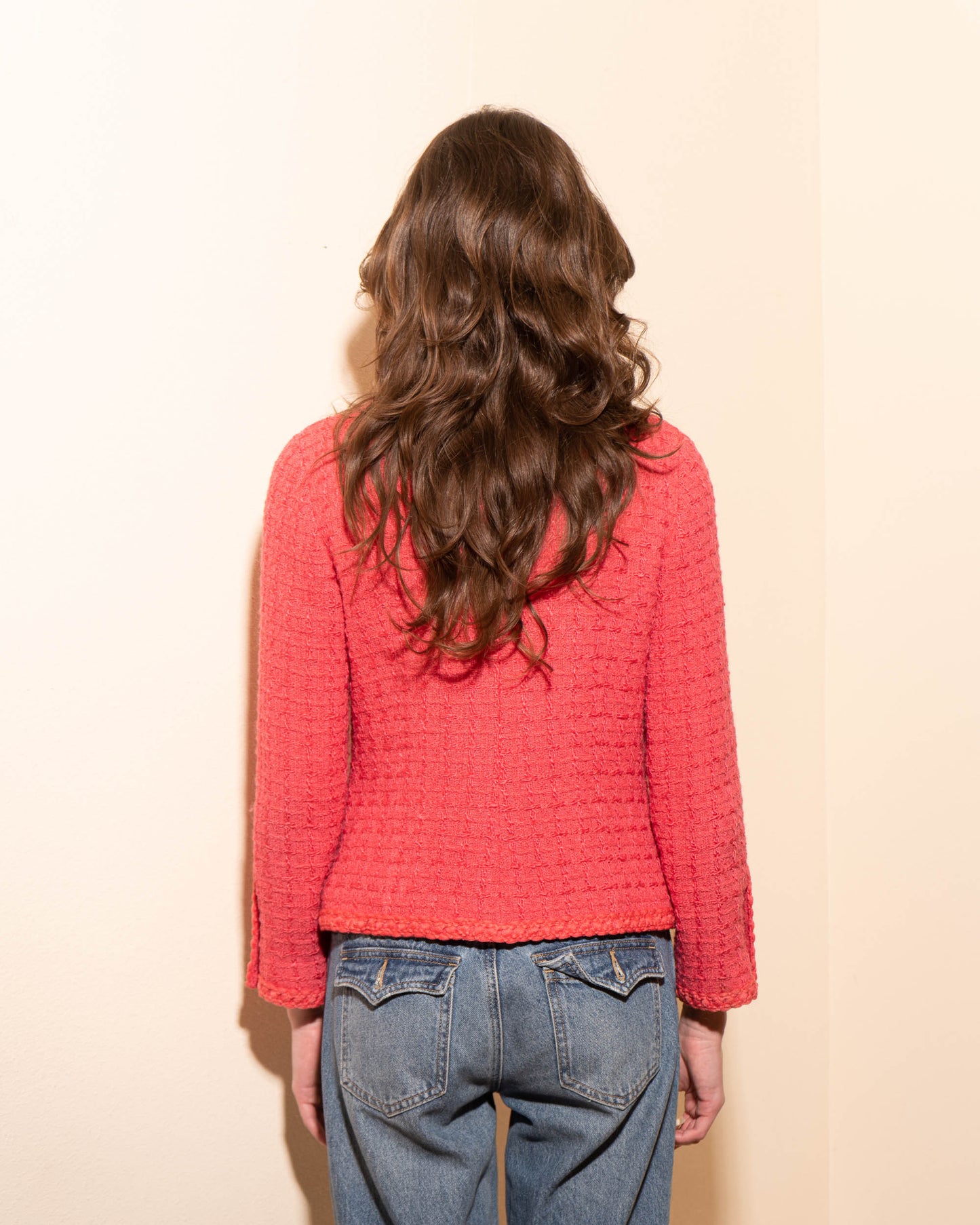 FR36-38 Rare Chanel Spring 1983 Classic Two Pocket Pink Wool Tweed Jacket - Vintage Chanel Jacket - - Rarchive.