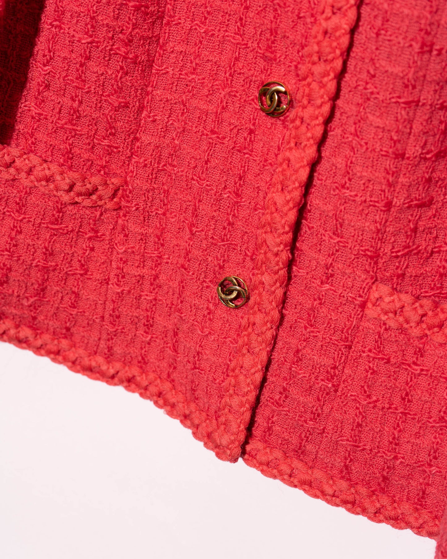 FR36-38 Rare Chanel Spring 1983 Classic Two Pocket Pink Wool Tweed Jacket - Vintage Chanel Jacket - - Rarchive.
