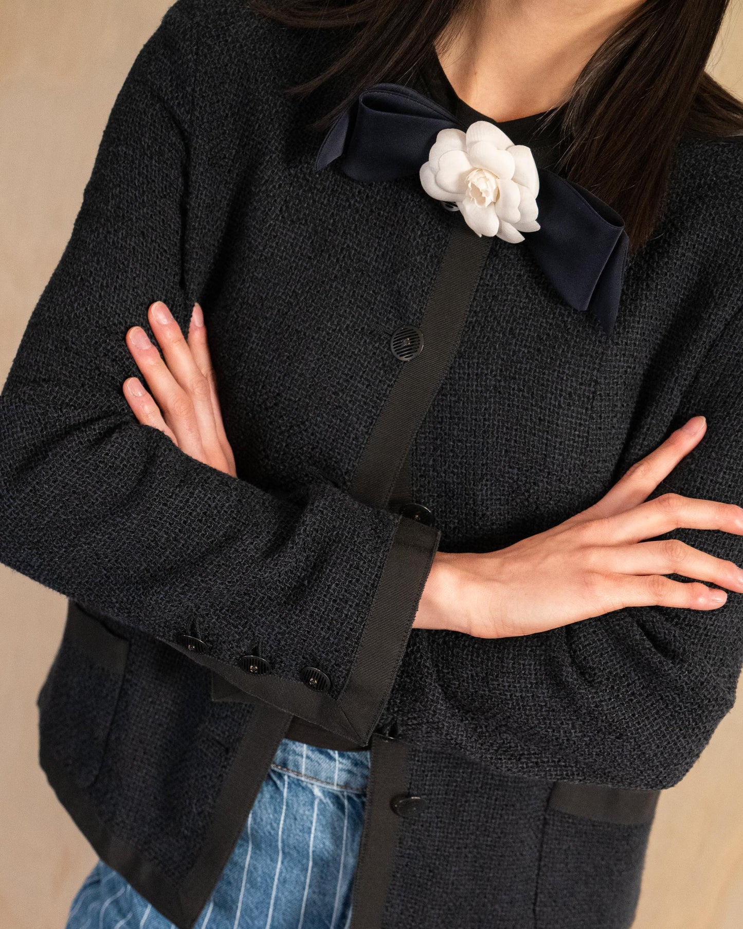 FR38-40 Chanel Spring 2002 Four Pocket Classic Collarless Jacket