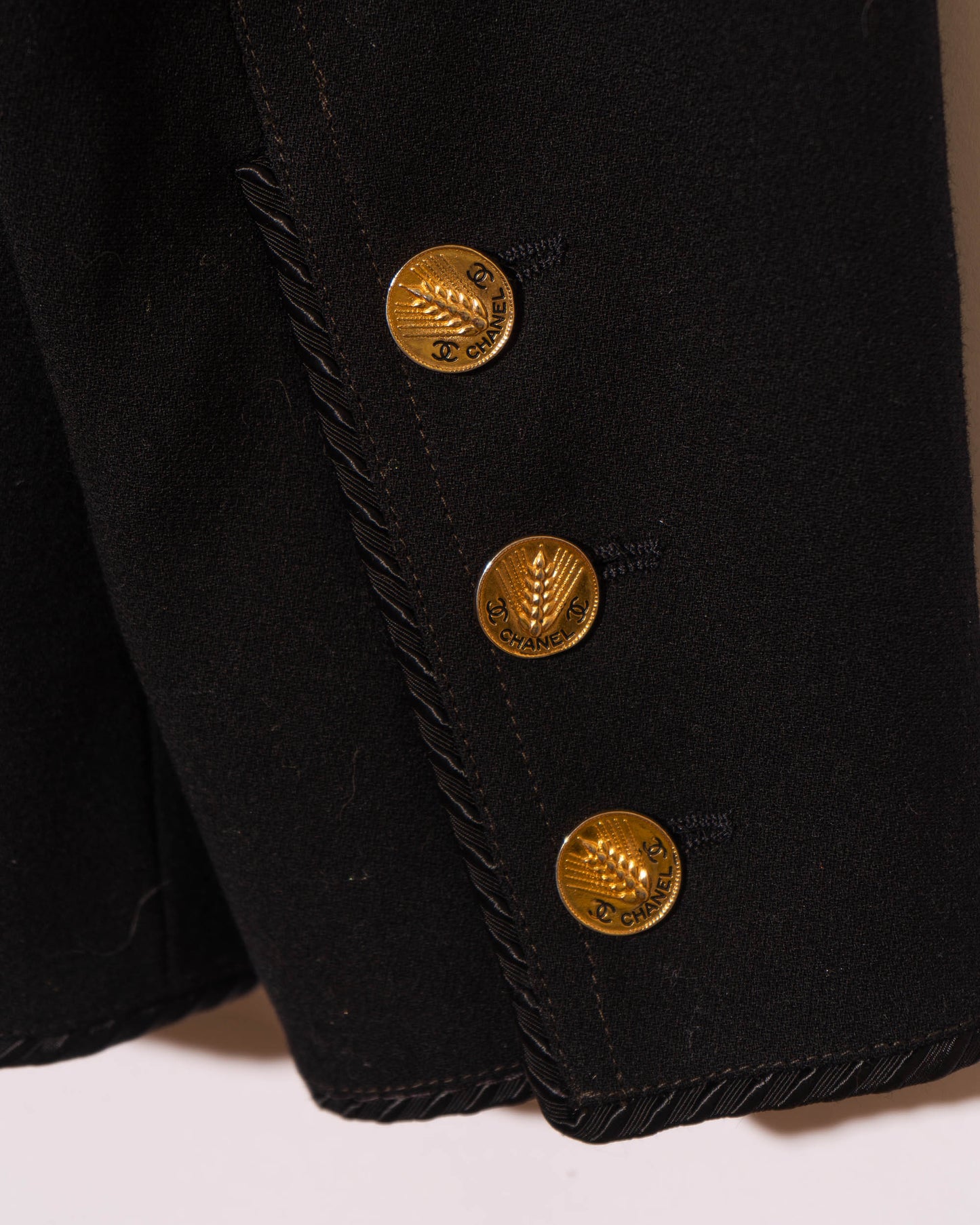 FR36-38 Chanel Spring 1987 Three Pocket Asymmetrical Cut Black Jacket - Vintage Chanel Jacket - - Rarchive.