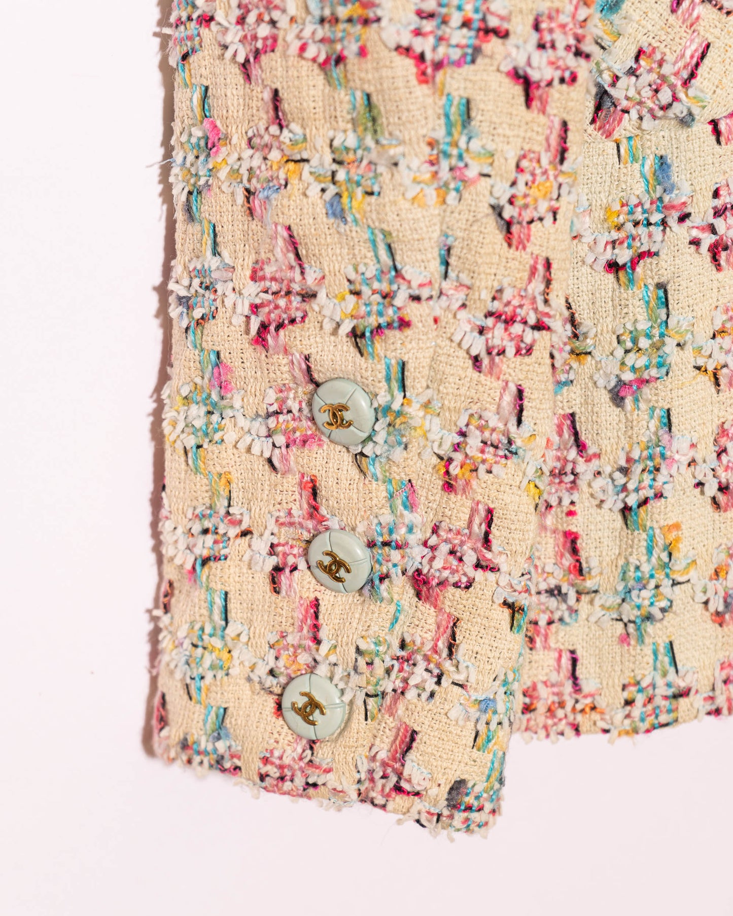FR36 Rare Chanel Spring 1995 Two Pocket Multicolor Fantasy Tweed Jacket - Vintage Chanel Jacket - Jacket - Rarchive.