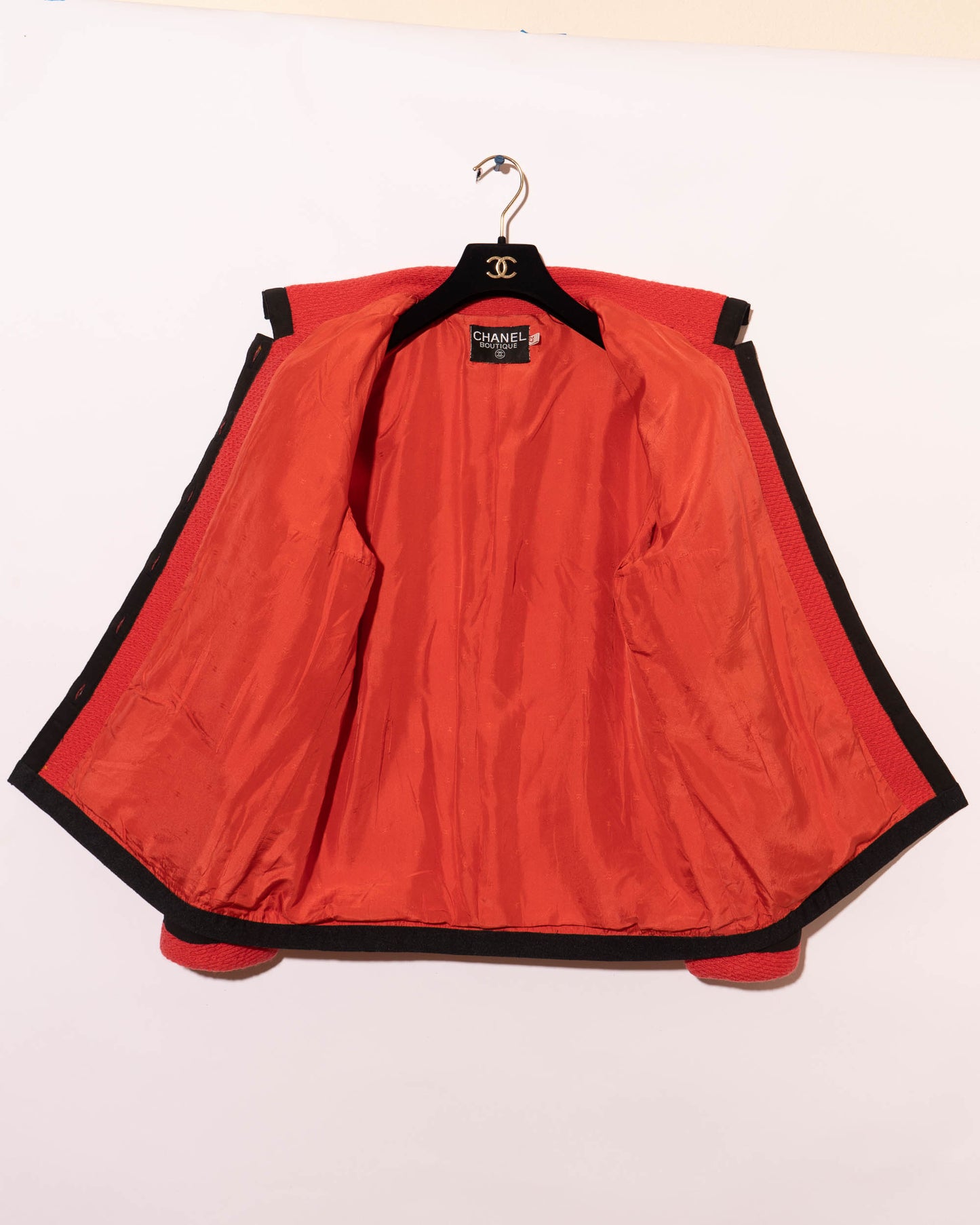 FR40-42 Chanel Fall 1989 Classic Four Pocket Red Wool Tweed Jacket - Vintage Chanel Jacket - - Rarchive.