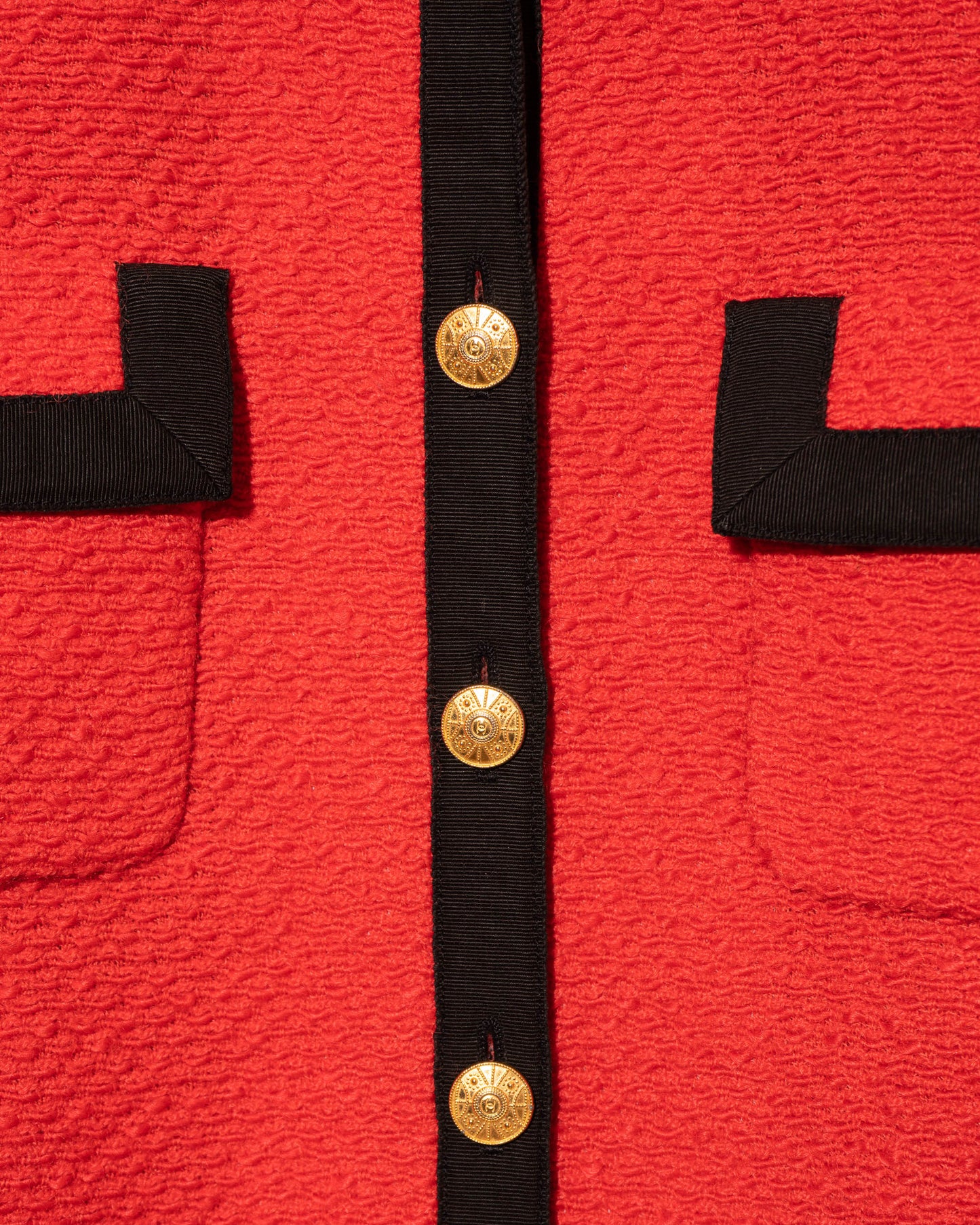 FR40-42 Chanel Fall 1989 Classic Four Pocket Red Wool Tweed Jacket - Vintage Chanel Jacket - - Rarchive.