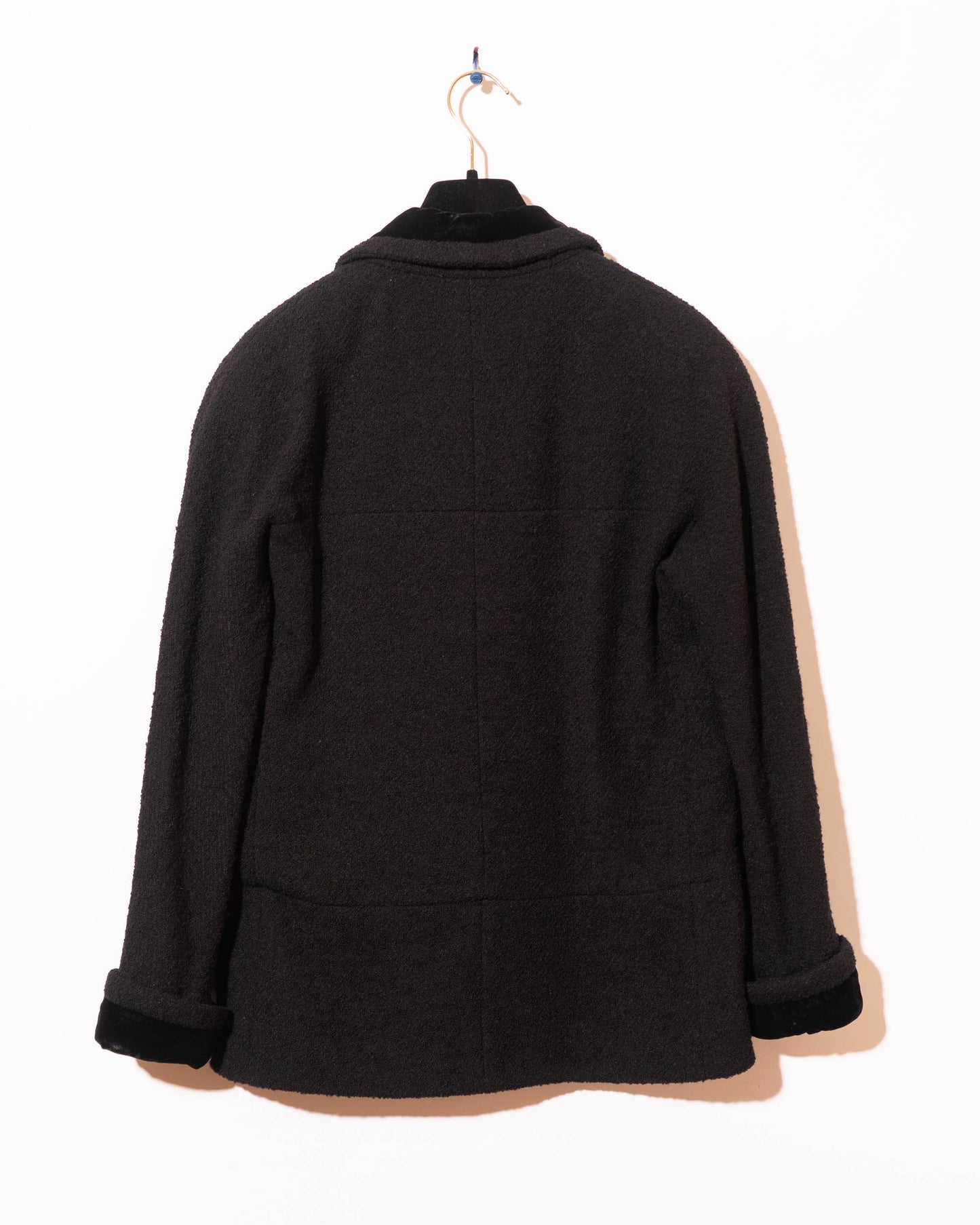 FR38-40 Chanel 1980s Two Pocket Double Breasted Wool and Velvet Jacket - Vintage Chanel Jacket - - Rarchive.