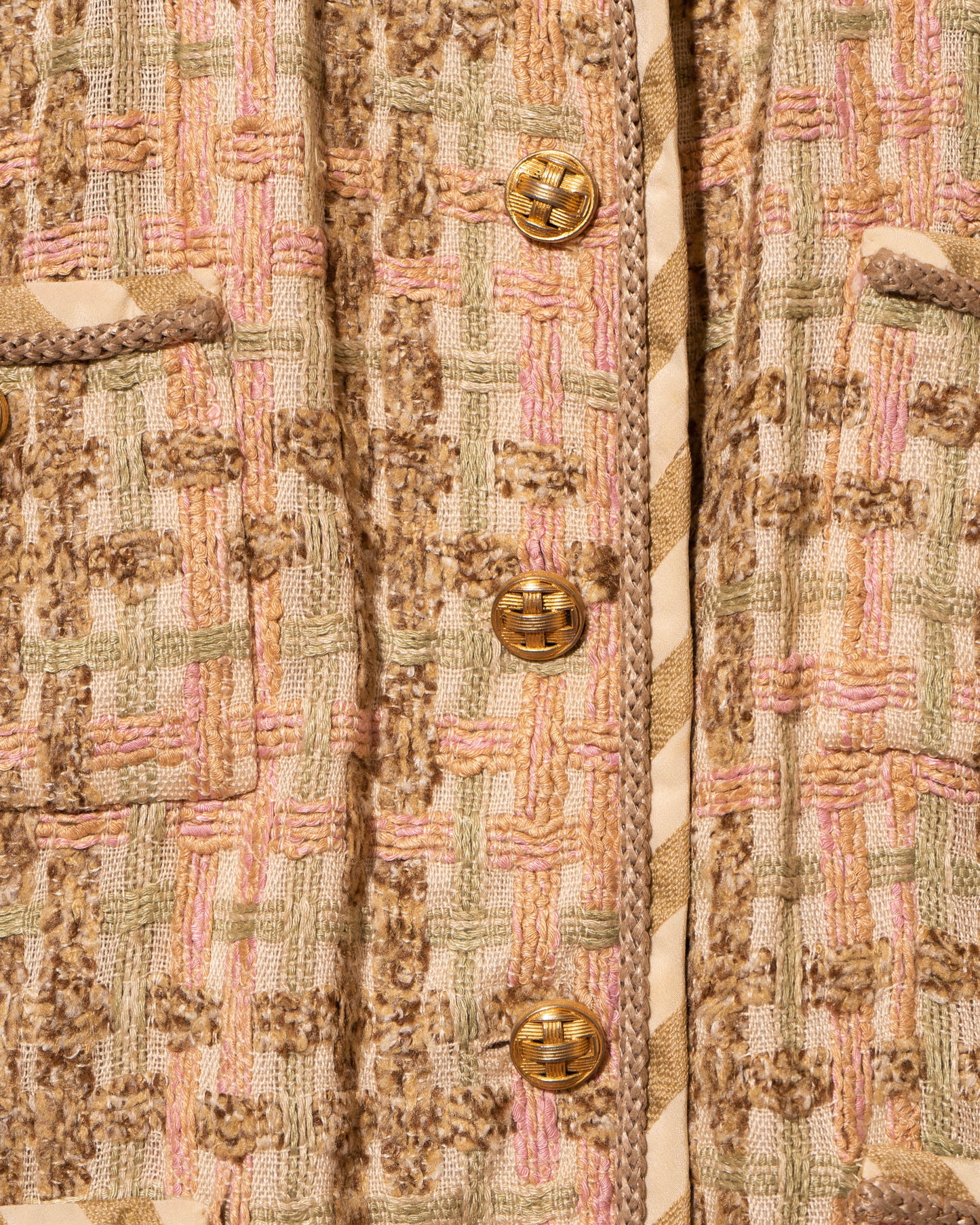 FR36 Chanel Spring 1984 Classic Collarless Four Pocket Fantasy Tweed Jacket - Vintage Chanel Jacket - - Rarchive.
