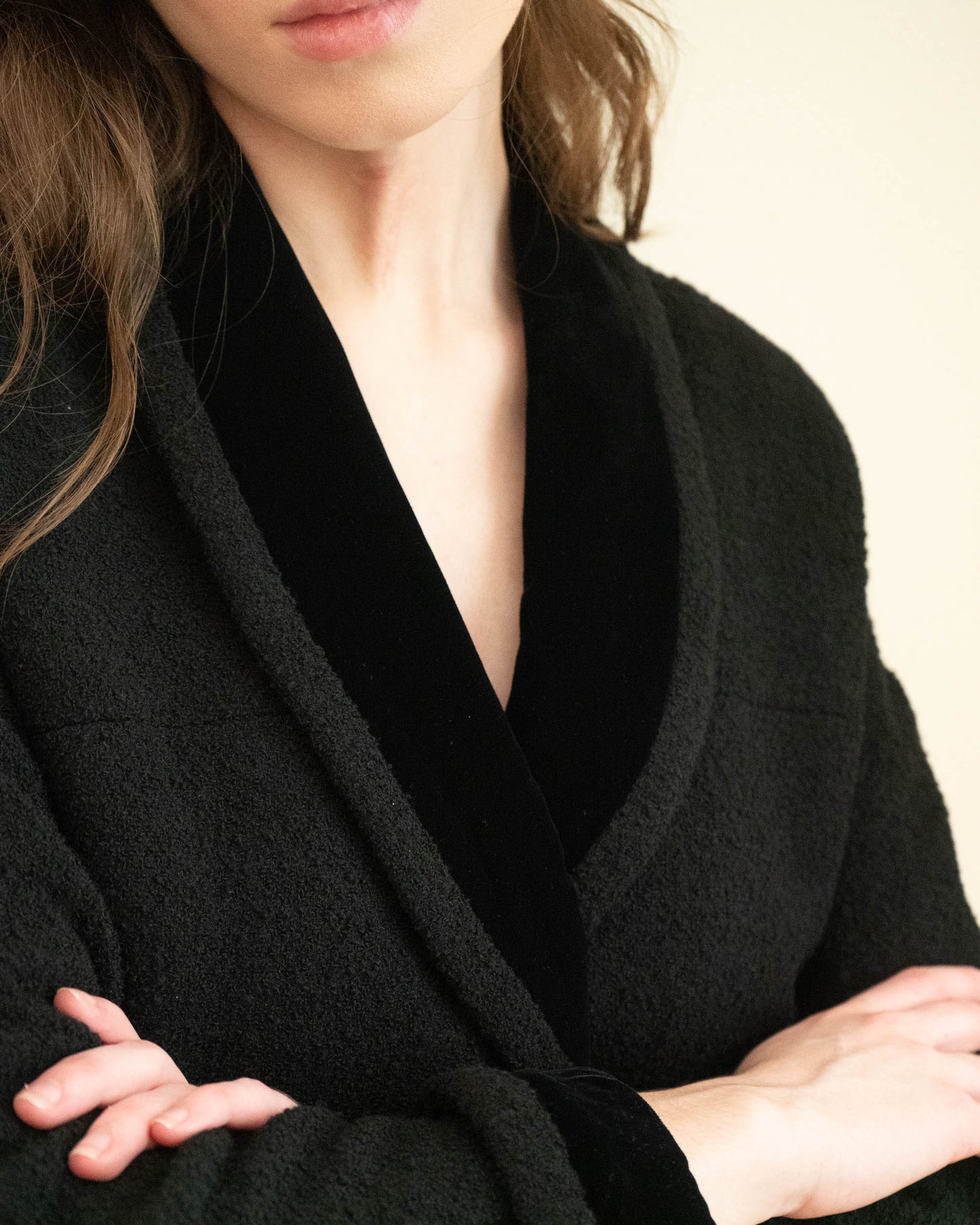 FR38-40 Chanel 1980s Two Pocket Double Breasted Wool and Velvet Jacket - Vintage Chanel Jacket - - Rarchive.