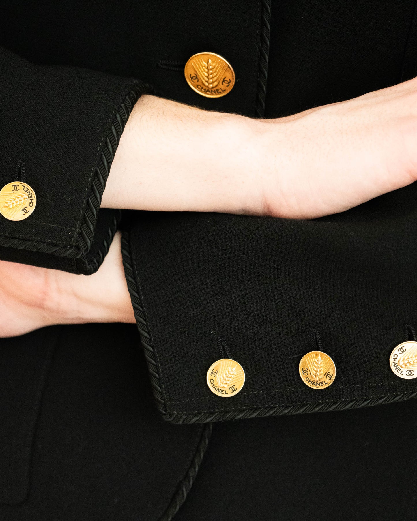 FR36-38 Chanel Spring 1987 Three Pocket Asymmetrical Cut Black Jacket - Vintage Chanel Jacket - - Rarchive.