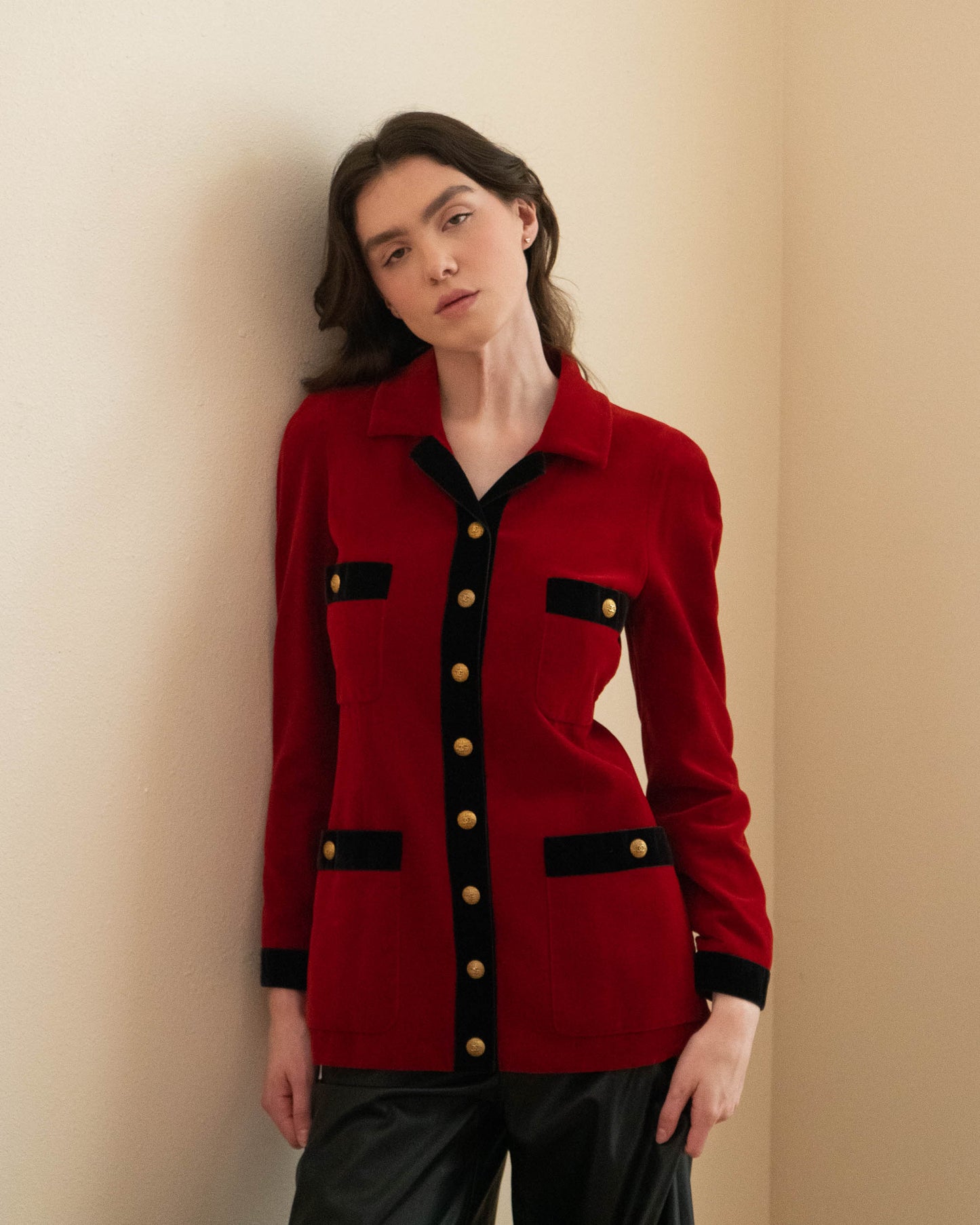 FR36-38 Chanel Fall 1990 Four Pocket Velvet Jacket - Vintage Chanel Jacket - - Rarchive.