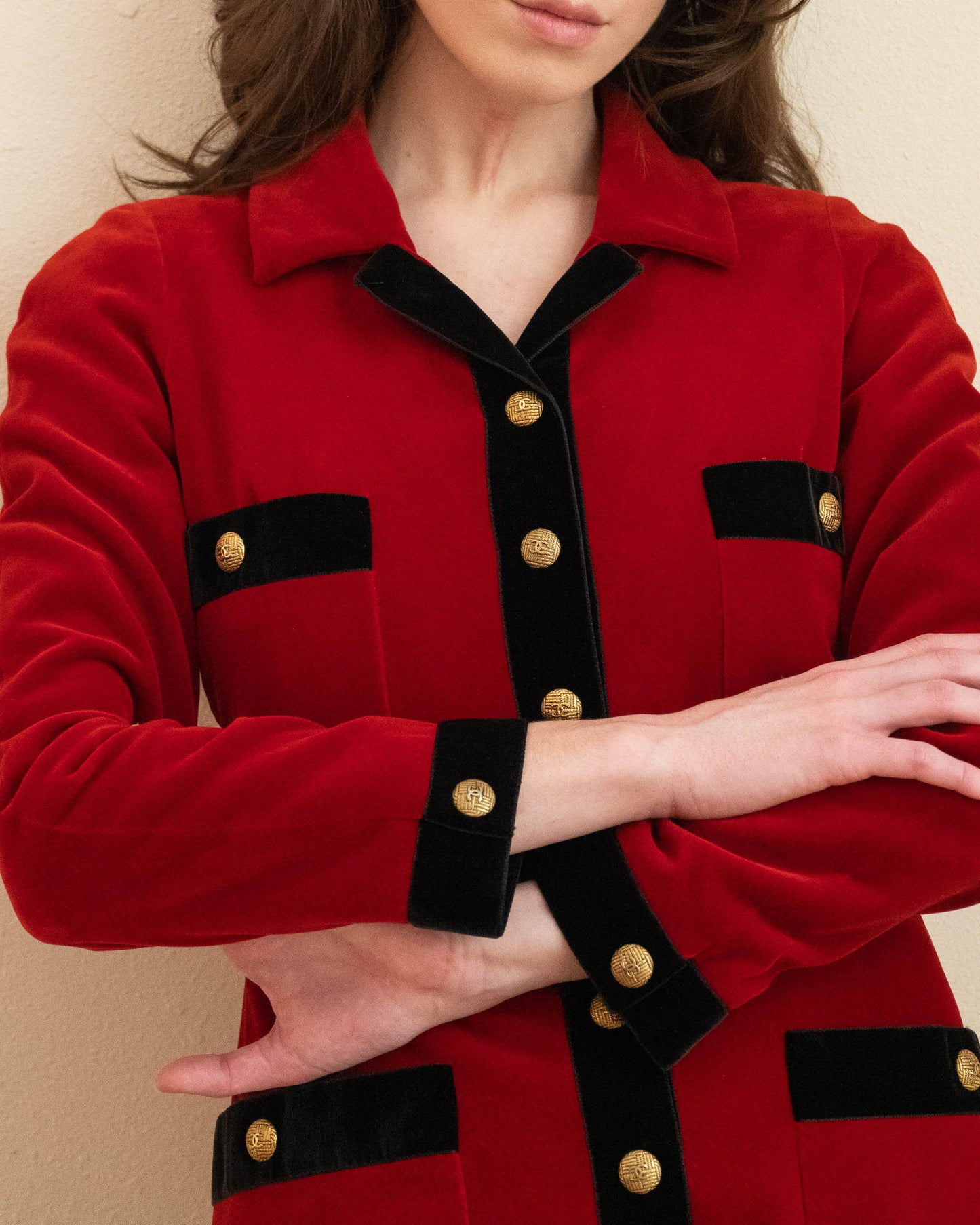 FR36-38 Chanel Fall 1990 Four Pocket Velvet Jacket - Vintage Chanel Jacket - - Rarchive.