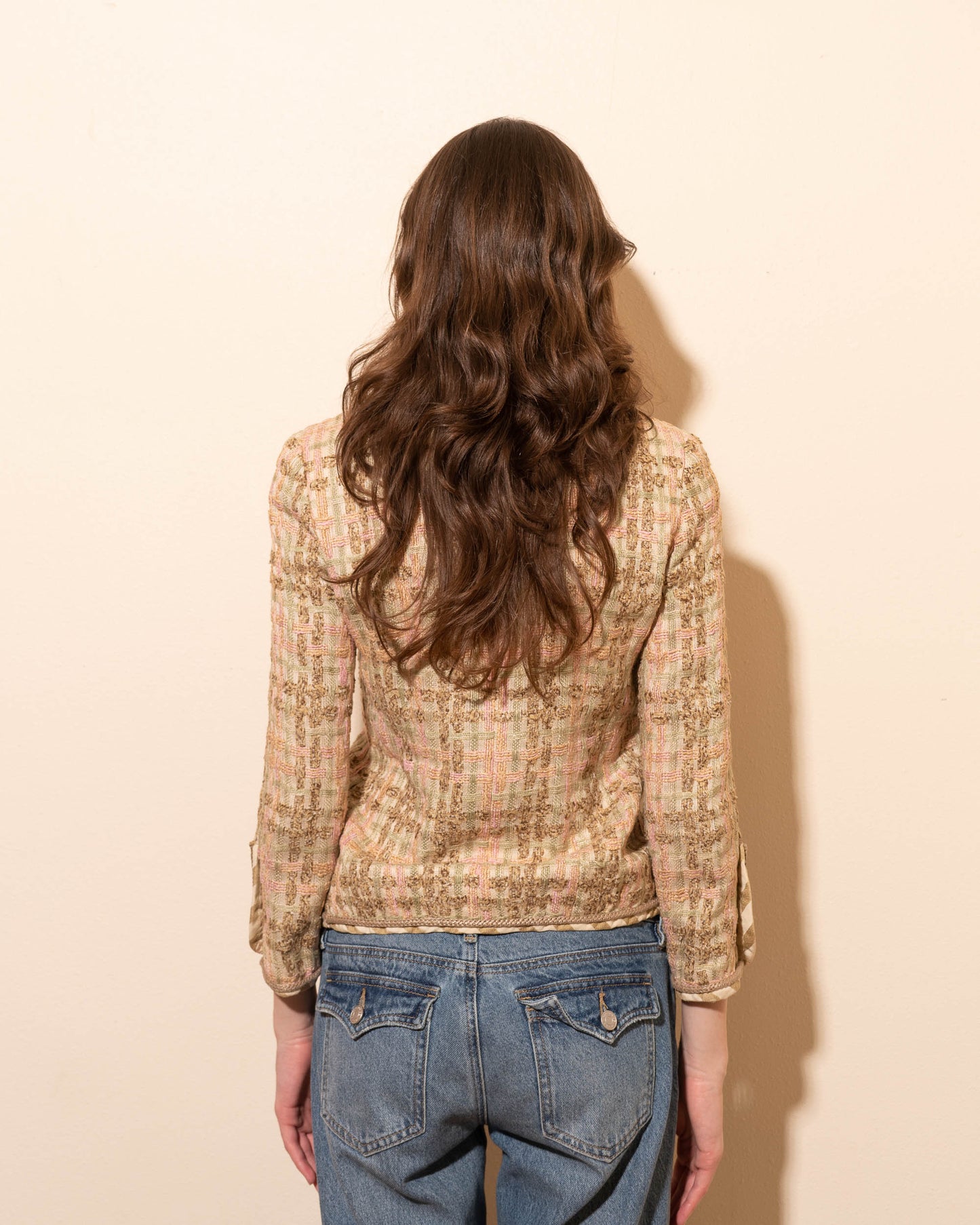 FR36 Chanel Spring 1984 Classic Collarless Four Pocket Fantasy Tweed Jacket - Vintage Chanel Jacket - - Rarchive.