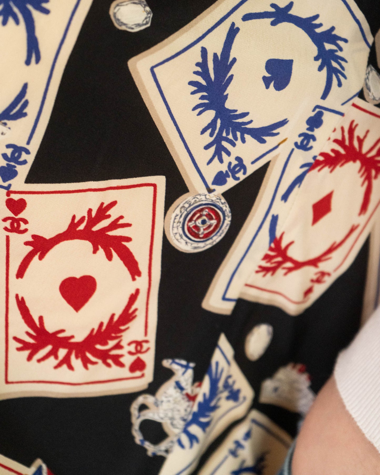 FR40-42 Rare Chanel Spring 1991 Collarless Four Pocket Pocket Cards Lining Jacket - Vintage Chanel Jacket - - Rarchive.