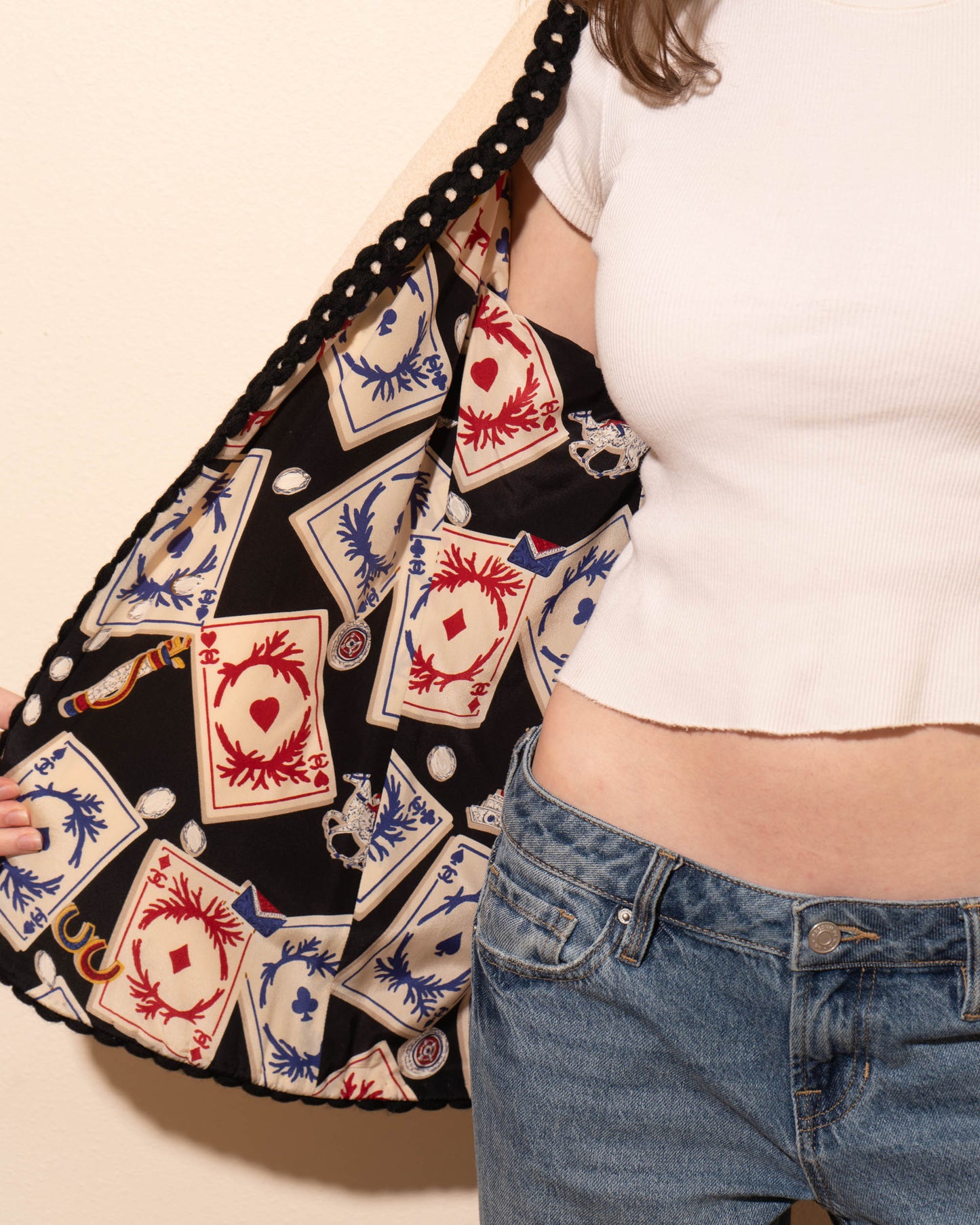 FR40-42 Rare Chanel Spring 1991 Collarless Four Pocket Pocket Cards Lining Jacket - Vintage Chanel Jacket - - Rarchive.