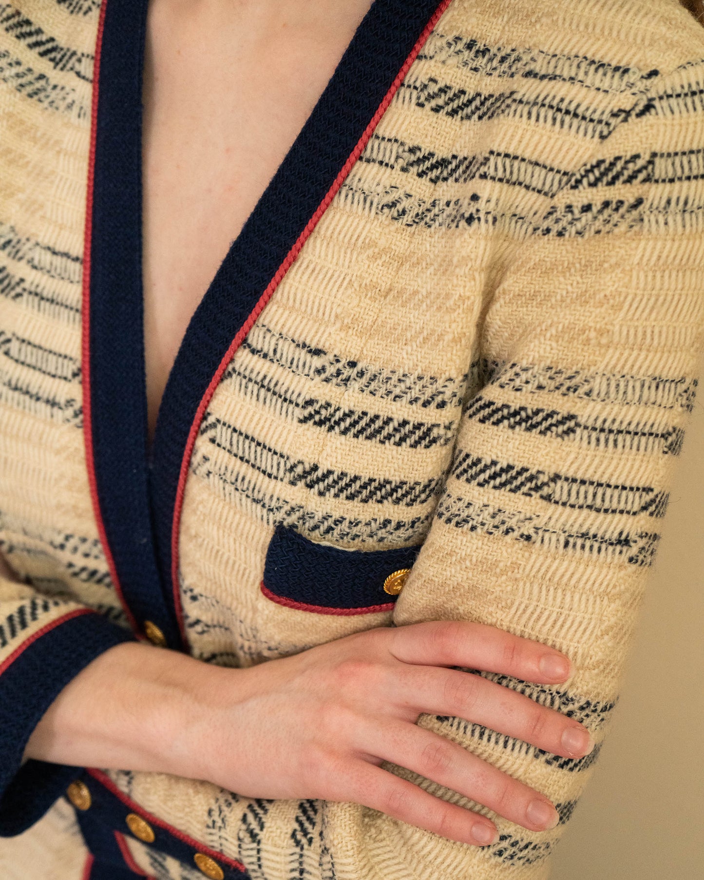 FR38-40 Chanel Spring 1984 Four Pocket Wool Tweed Jacket - Vintage Chanel Jacket - - Rarchive.