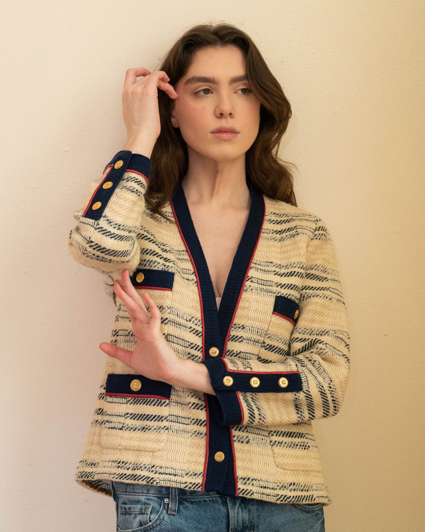 FR38-40 Chanel Spring 1984 Four Pocket Wool Tweed Jacket - Vintage Chanel Jacket - - Rarchive.