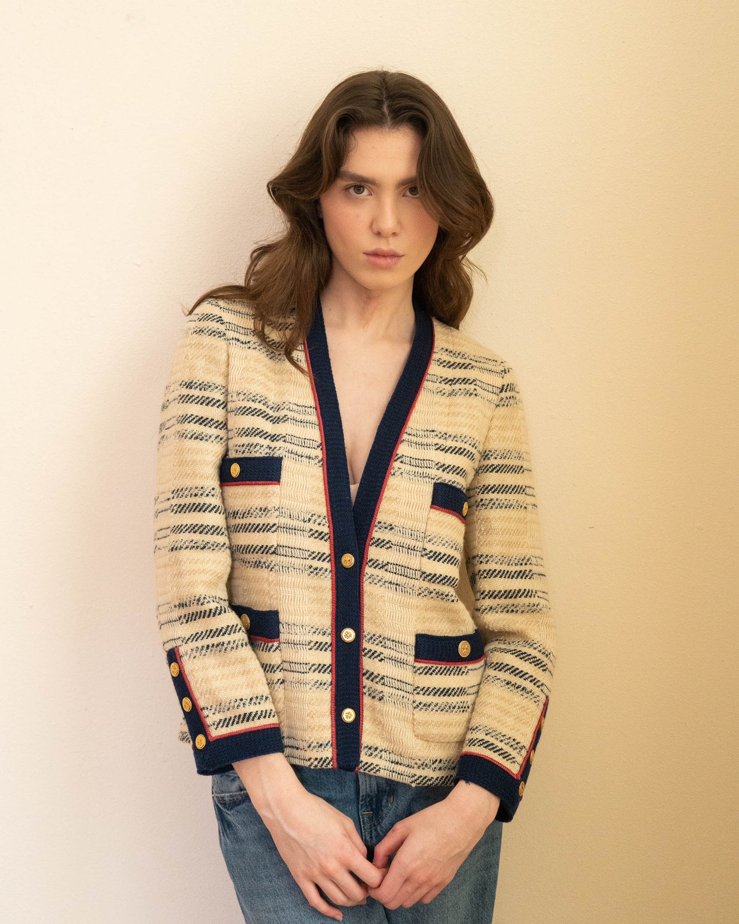 FR38-40 Chanel Spring 1984 Four Pocket Wool Tweed Jacket - Vintage Chanel Jacket - - Rarchive.
