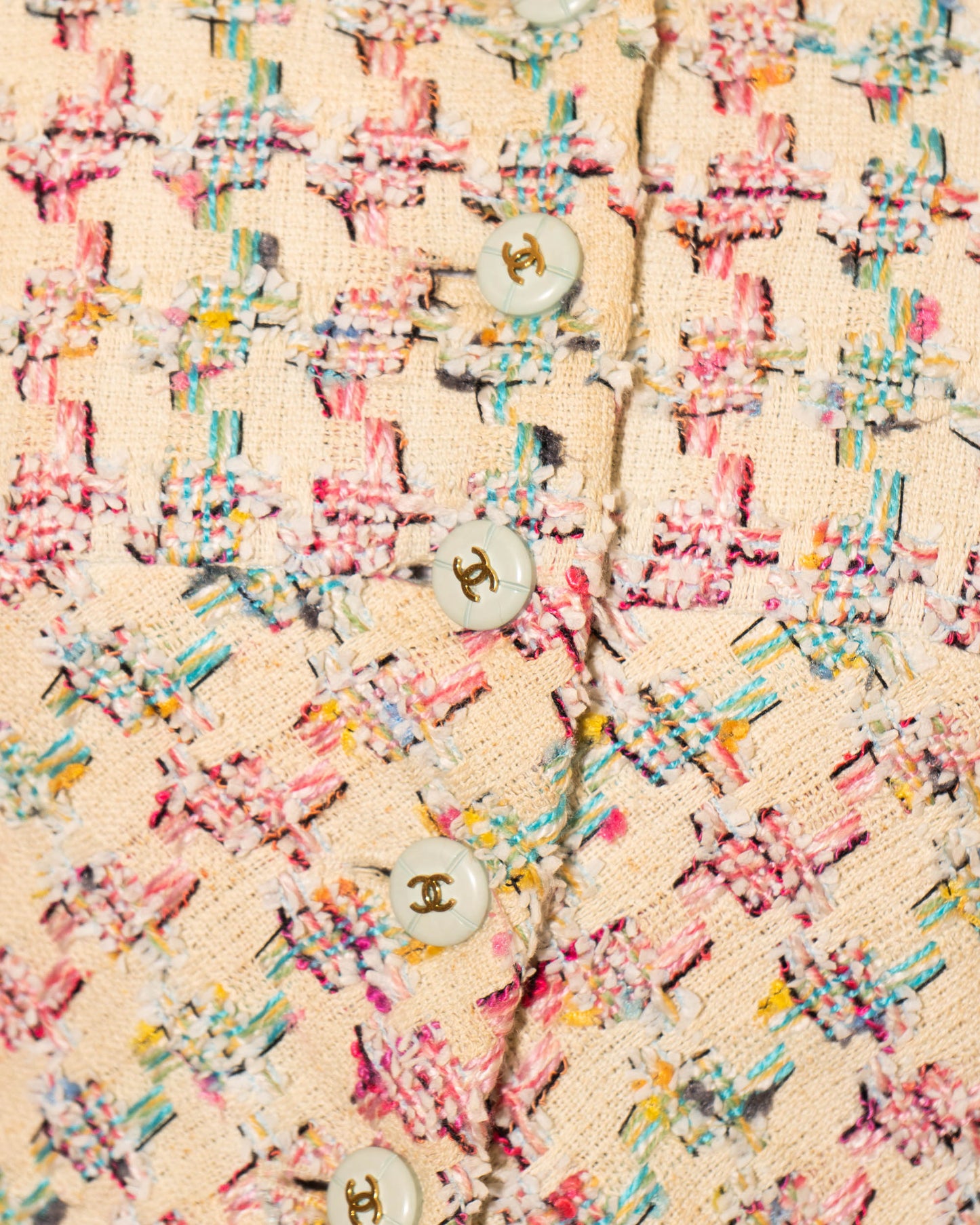 FR36 Rare Chanel Spring 1995 Two Pocket Multicolor Fantasy Tweed Jacket - Vintage Chanel Jacket - Jacket - Rarchive.
