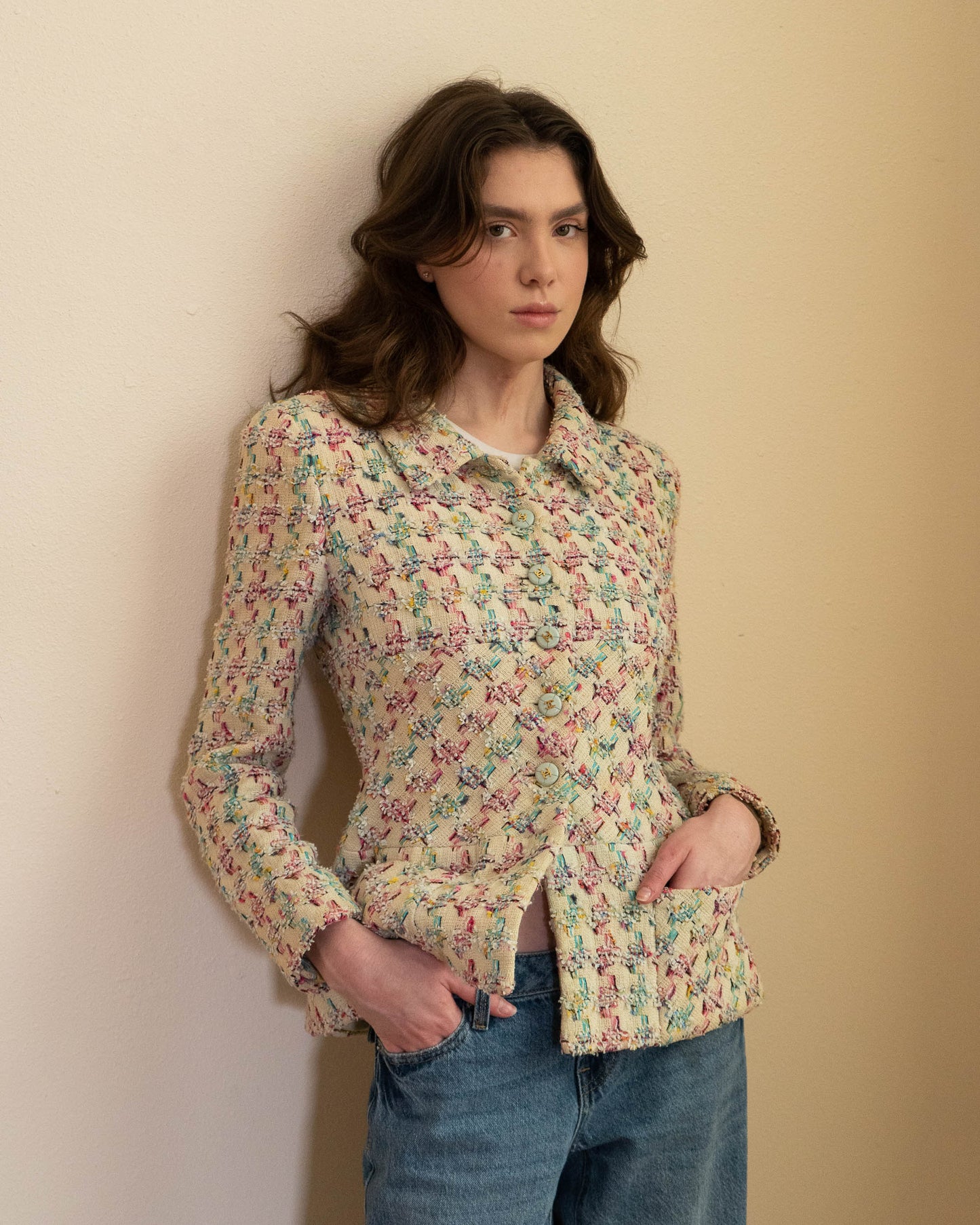 FR36 Rare Chanel Spring 1995 Two Pocket Multicolor Fantasy Tweed Jacket - Vintage Chanel Jacket - Jacket - Rarchive.