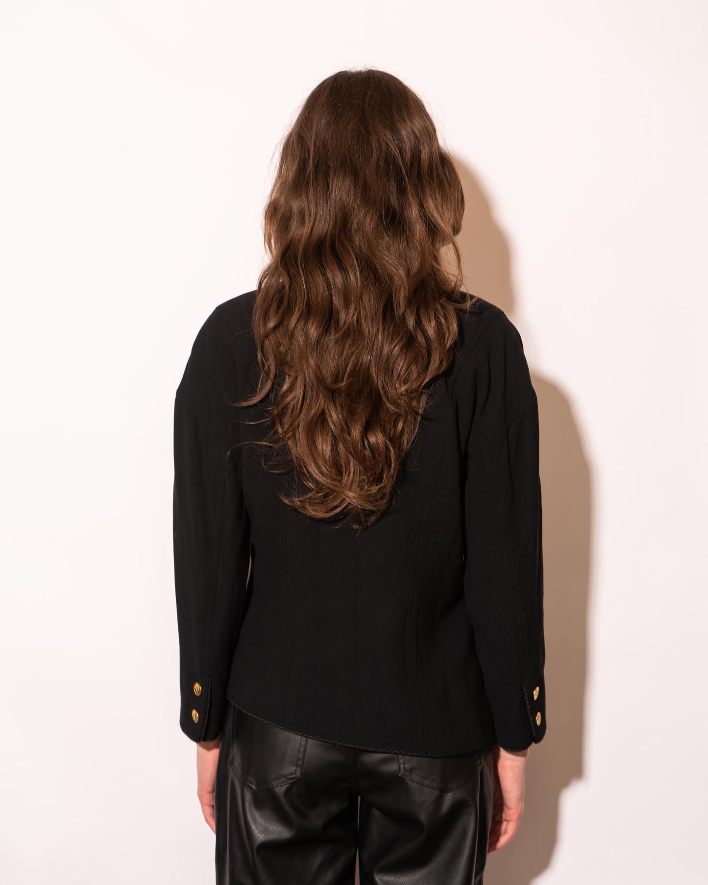 FR40-42 Chanel Spring 1987 Three Pocket Asymmetric Black Wool Jacket - Vintage Chanel Jacket - Jacket - Rarchive.