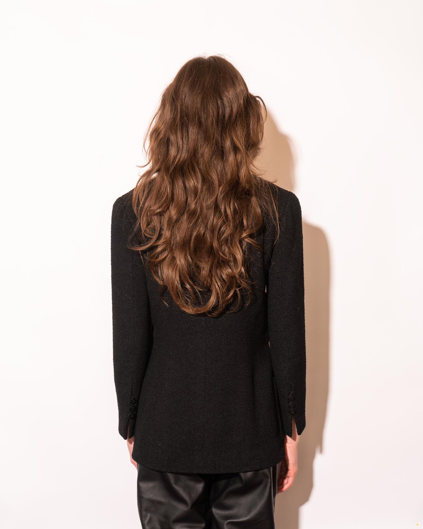 FR36-38 Chanel Spring 1998 Collarless Four Pocket Timeless Black Tweed Boucle Jacket - Vintage Chanel Jacket - Jacket - Rarchive.