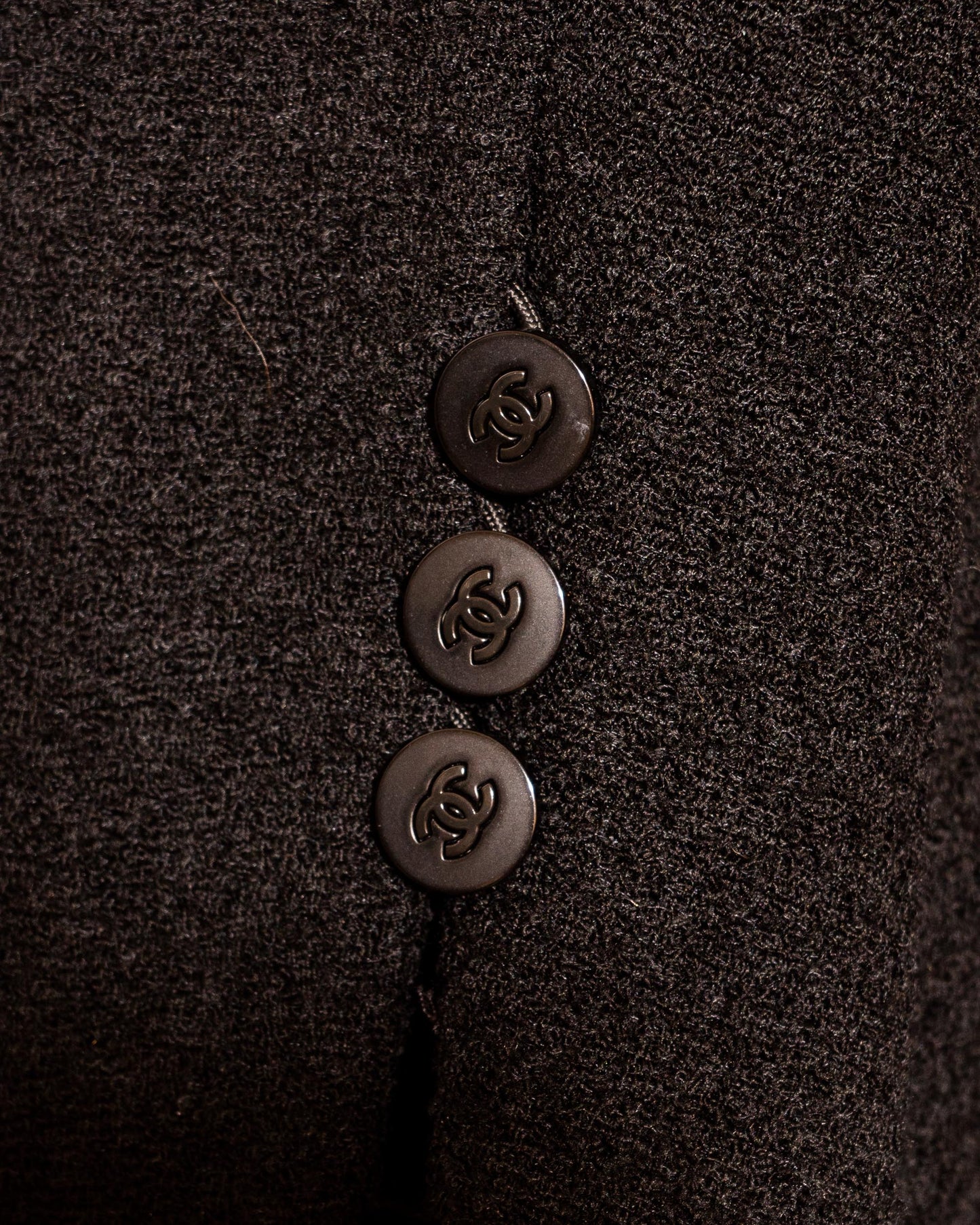 FR36-38 Chanel Spring 1998 Collarless Four Pocket Timeless Black Tweed Boucle Jacket - Vintage Chanel Jacket - Jacket - Rarchive.