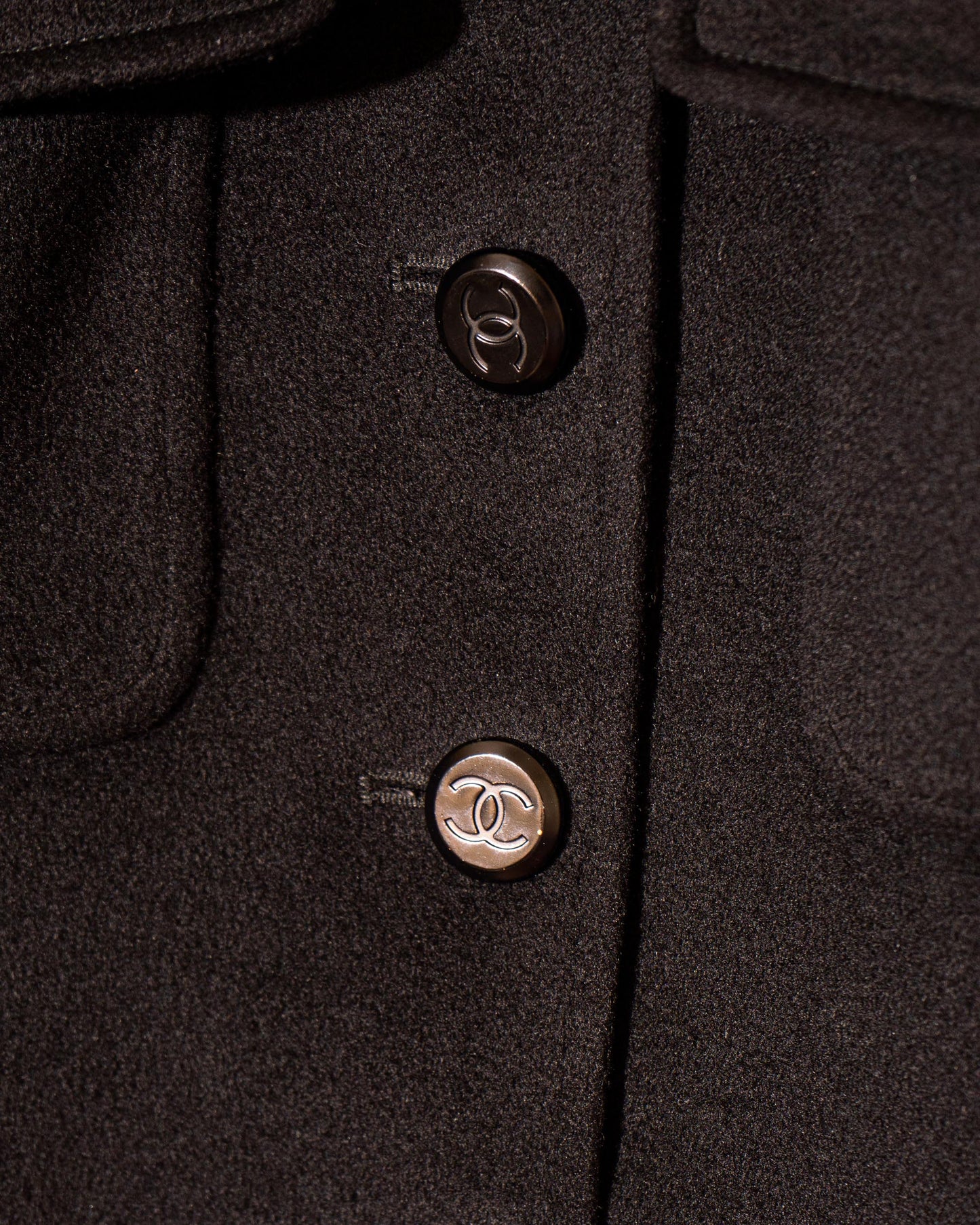 FR36-38 Chanel Fall 1998 Four Pocket Fitted Cut Black Cashmere Jacket - Vintage Chanel Jacket - Jacket - Rarchive.