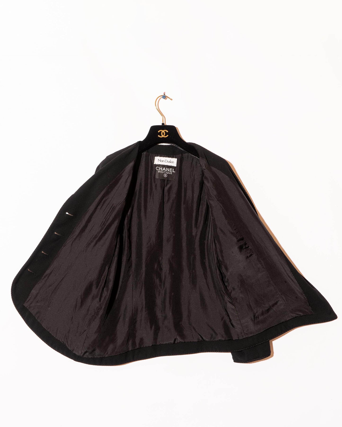 FR40-42 Chanel Spring 1987 Three Pocket Asymmetric Black Wool Jacket - Vintage Chanel Jacket - Jacket - Rarchive.