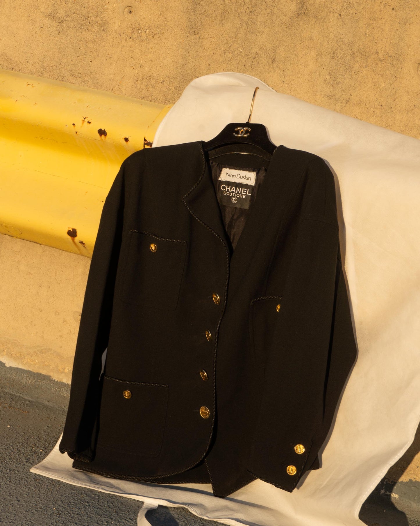 FR40-42 Chanel Spring 1987 Three Pocket Asymmetric Black Wool Jacket - Vintage Chanel Jacket - Jacket - Rarchive.