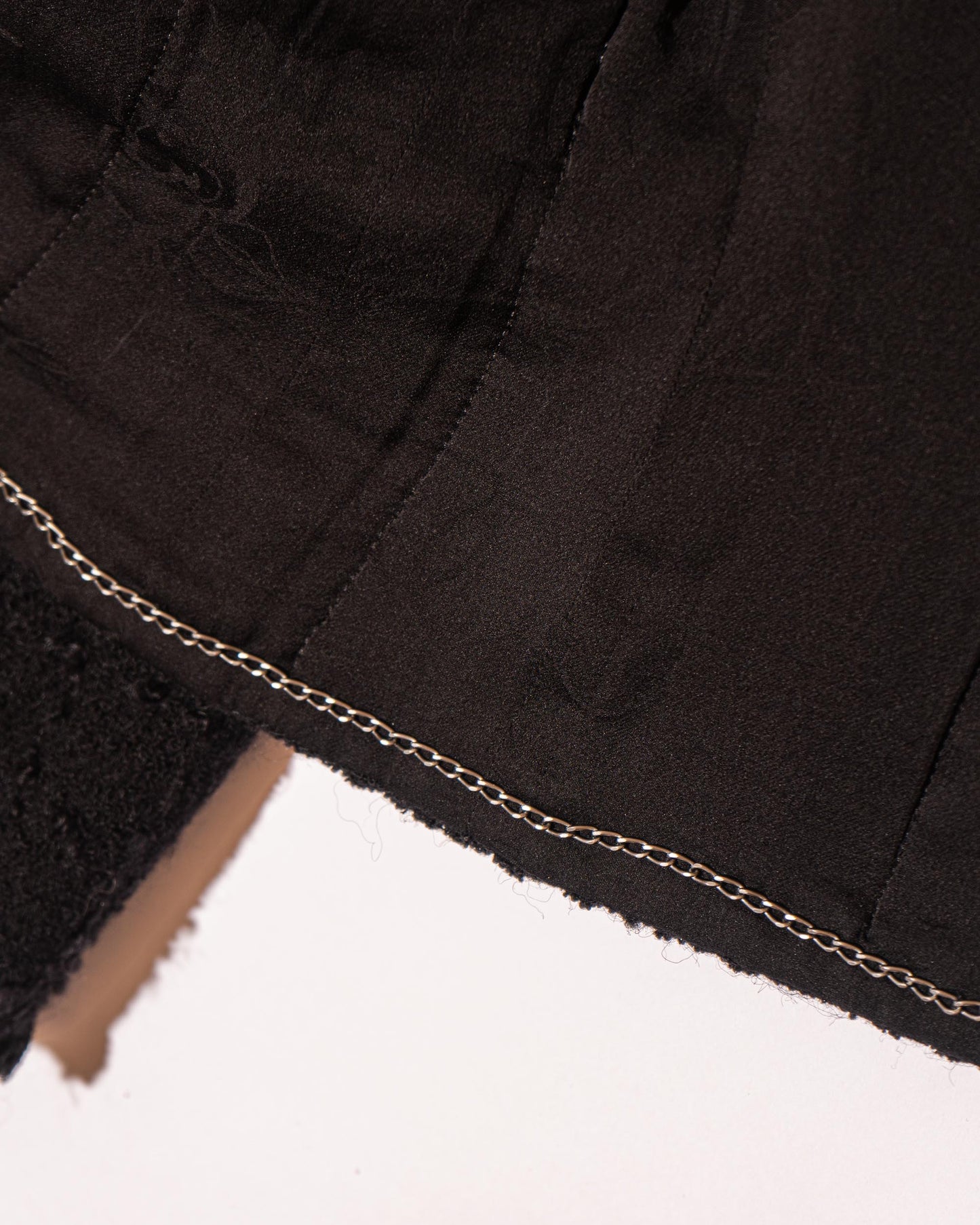 FR36-38 Rare Chanel Fall 2009 Timeless Classic Collarless Four Pocket Camellia Detail Black Tweed Jacket - Vintage Chanel Jacket - Jacket - Rarchive.