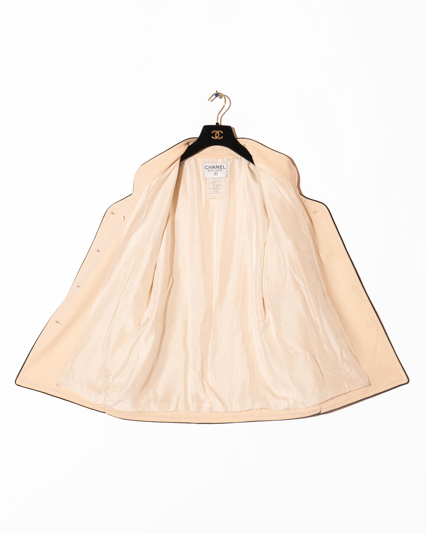 FR38-40 Rare Chanel Spring 1987 Four Pocket Oversized Off-White Wool Jacket - Vintage Chanel Jacket - - Rarchive.