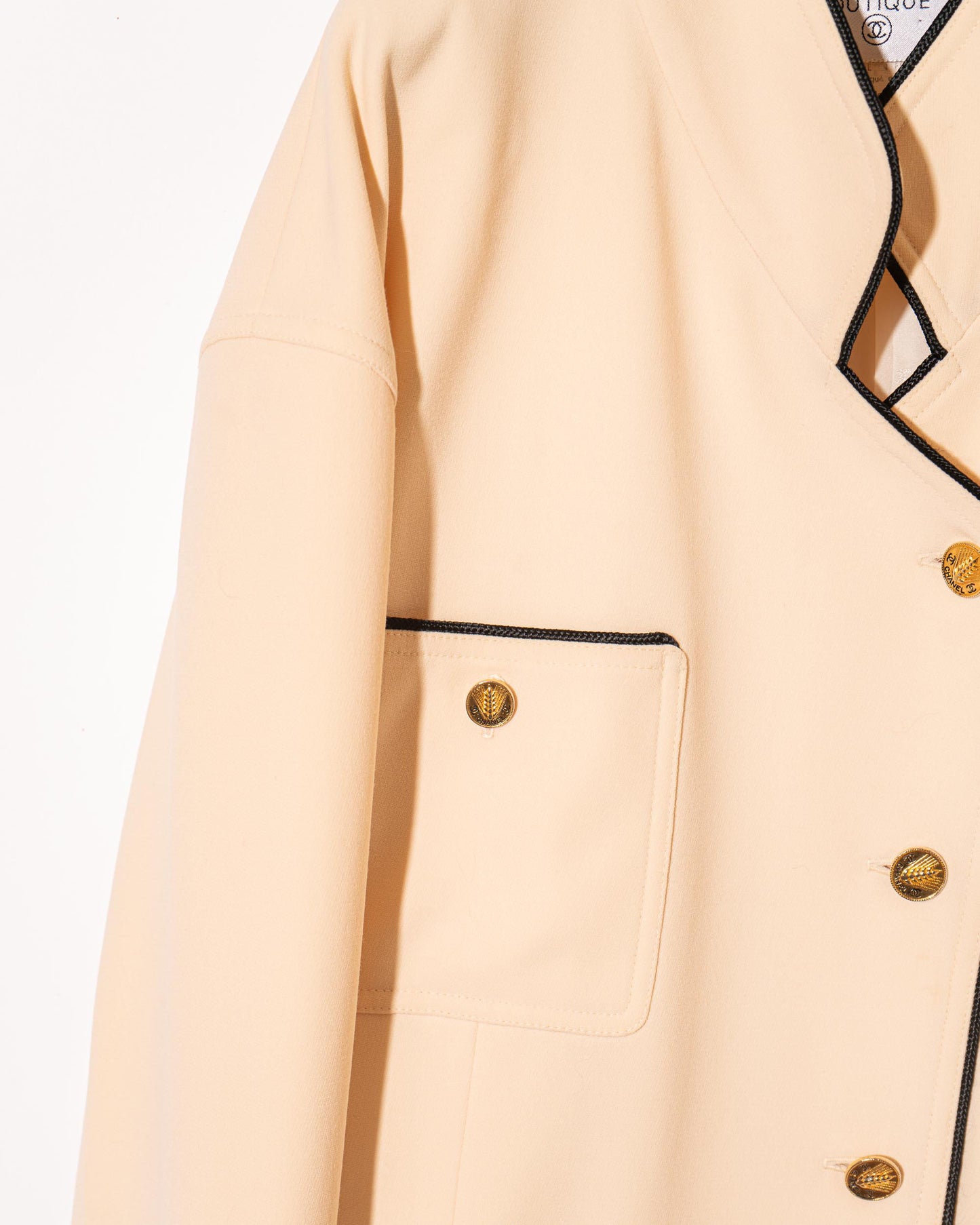 FR38-40 Rare Chanel Spring 1987 Four Pocket Oversized Off-White Wool Jacket - Vintage Chanel Jacket - - Rarchive.