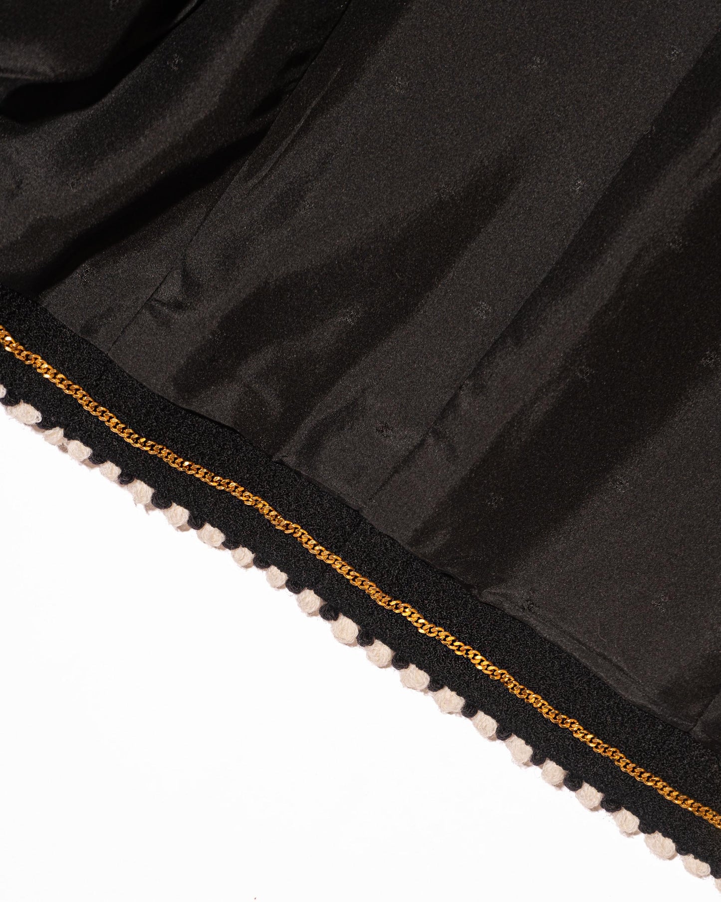 FR40-42 Rare Chanel Fall 1994 Timeless Collarless Four Pocket Braided Contrasting Trim Black Wool Jacket - Vintage Chanel Jacket - - Rarchive.