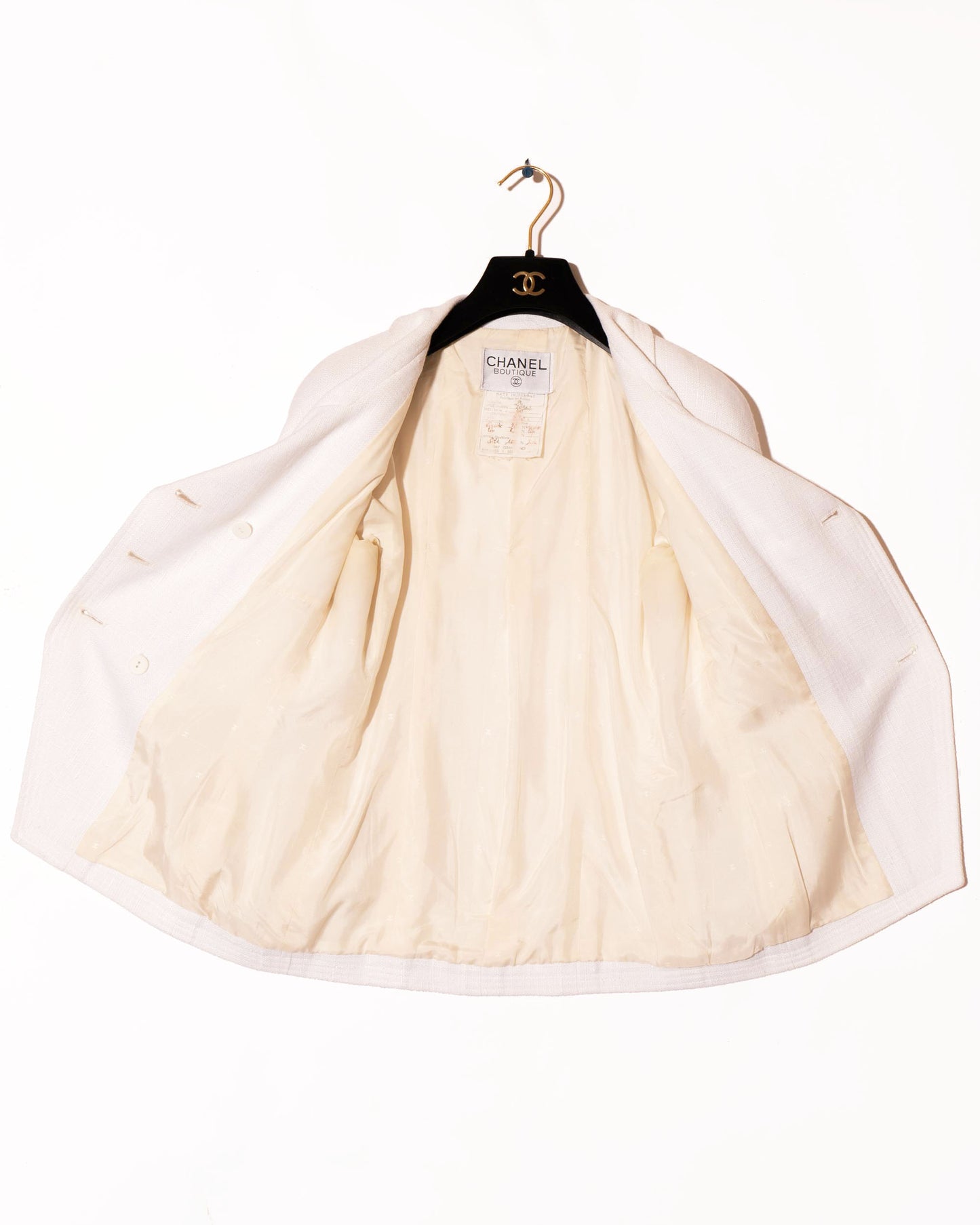 FR36-38 Chanel Cruise 1990 Double-Breasted Two-Pocketed Linen Blend Jacket - Vintage Chanel Jacket - - Rarchive.