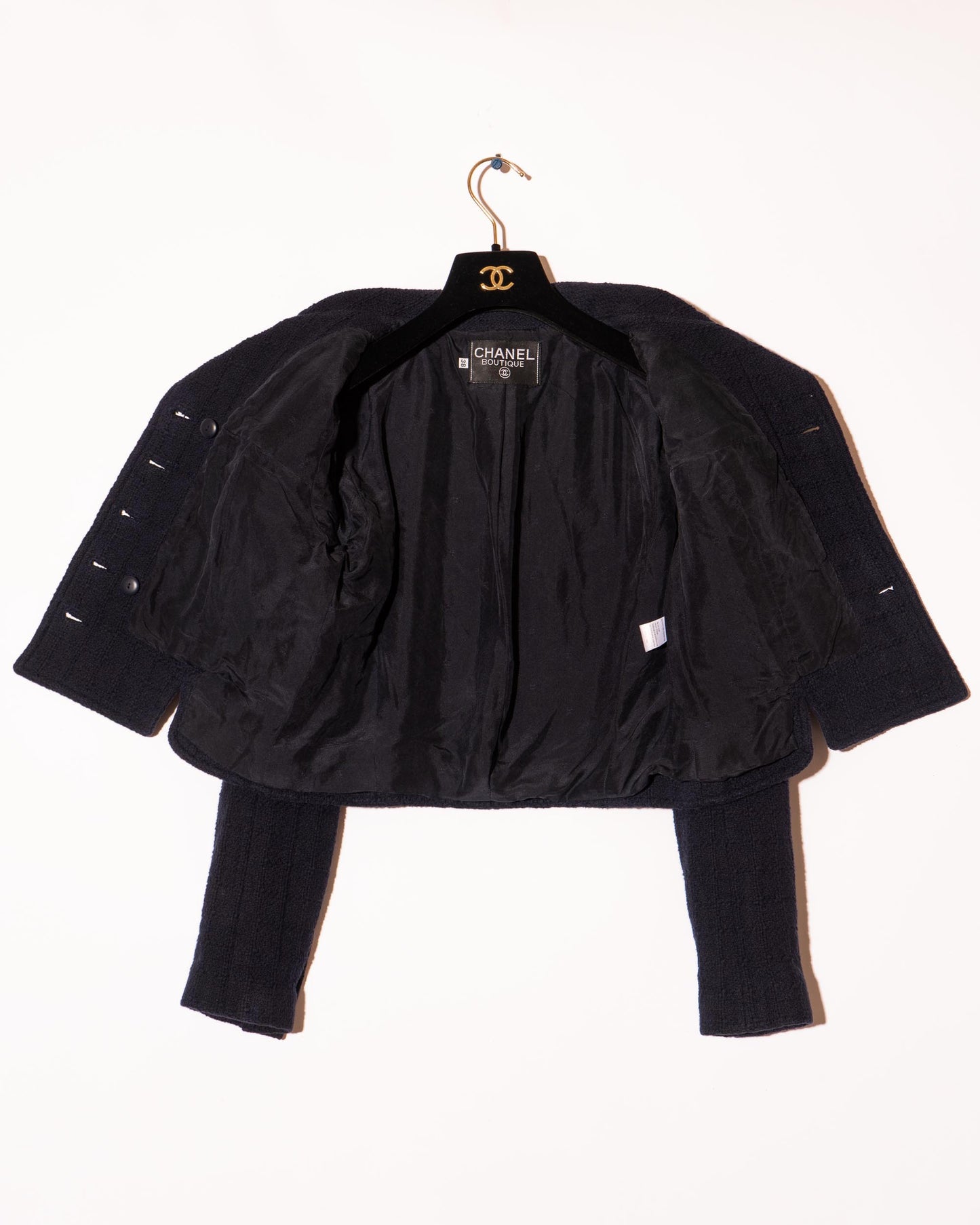 FR36 Chanel Cruise 1994 Double Breasted Cropped Cut Cotton Tweed Jacket - Vintage Chanel Jacket - Jacket - Rarchive.