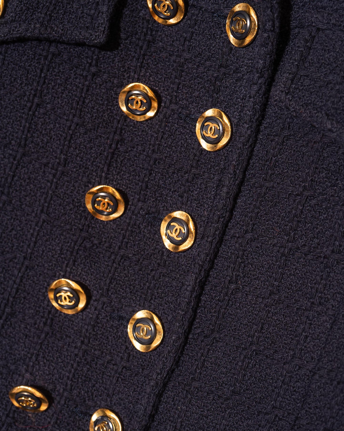 FR36 Chanel Cruise 1994 Double Breasted Cropped Cut Cotton Tweed Jacket - Vintage Chanel Jacket - Jacket - Rarchive.