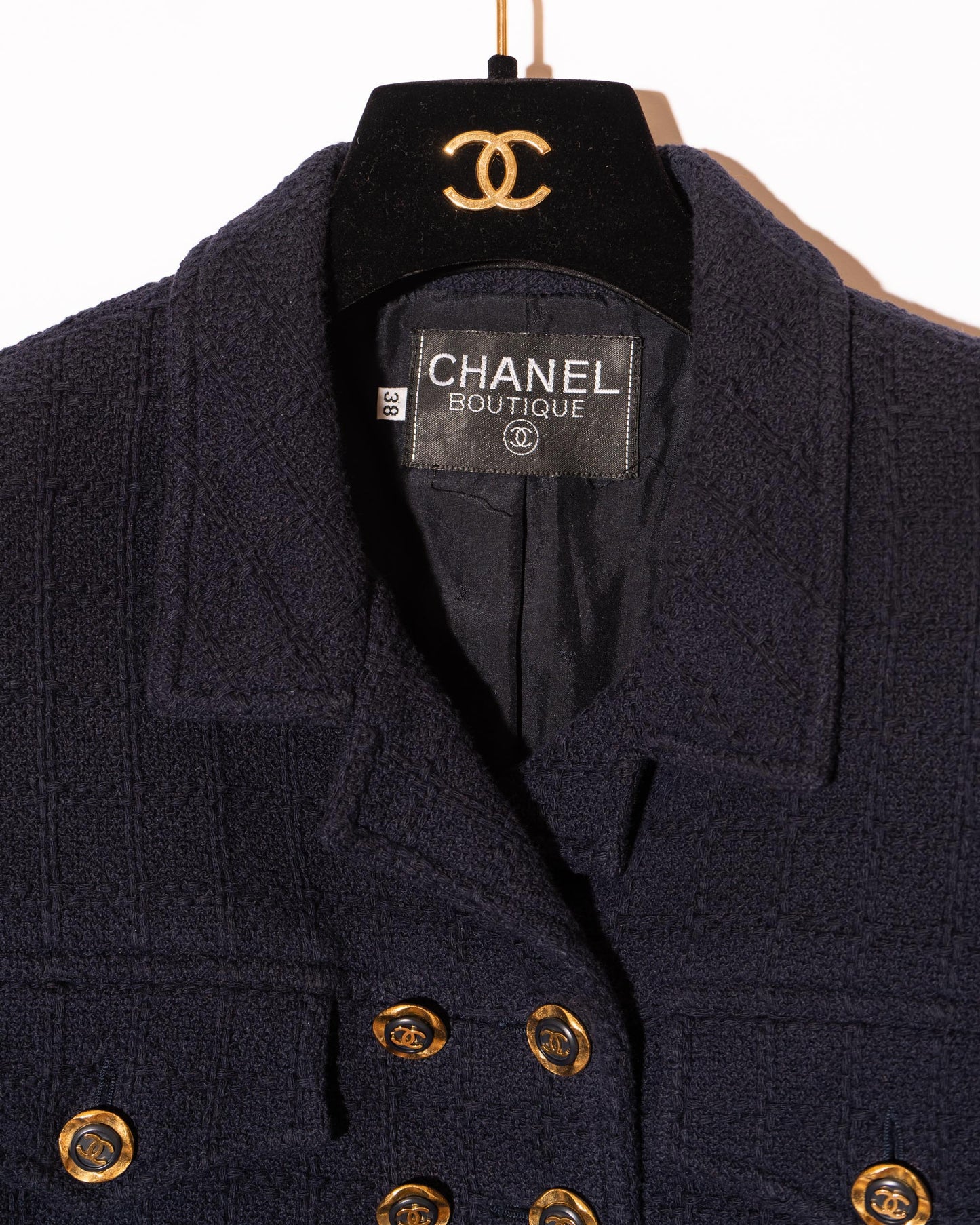 FR36 Chanel Cruise 1994 Double Breasted Cropped Cut Cotton Tweed Jacket - Vintage Chanel Jacket - Jacket - Rarchive.