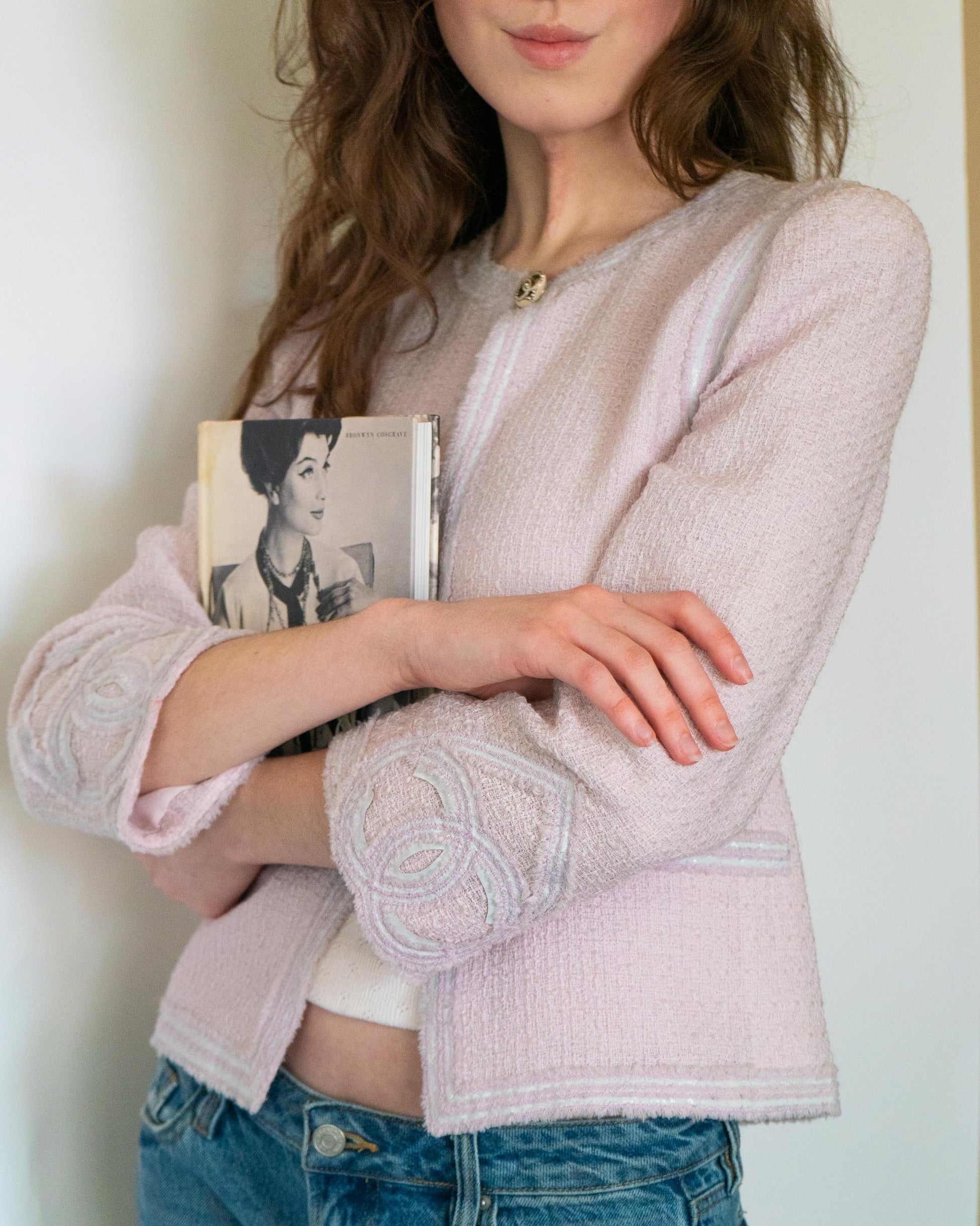 FR36-38 Rare Chanel Cruise 2009 Interlocking C Logo and Heart Detail Pink Tweed Jacket - Vintage Chanel Jacket -   - Rarchive.