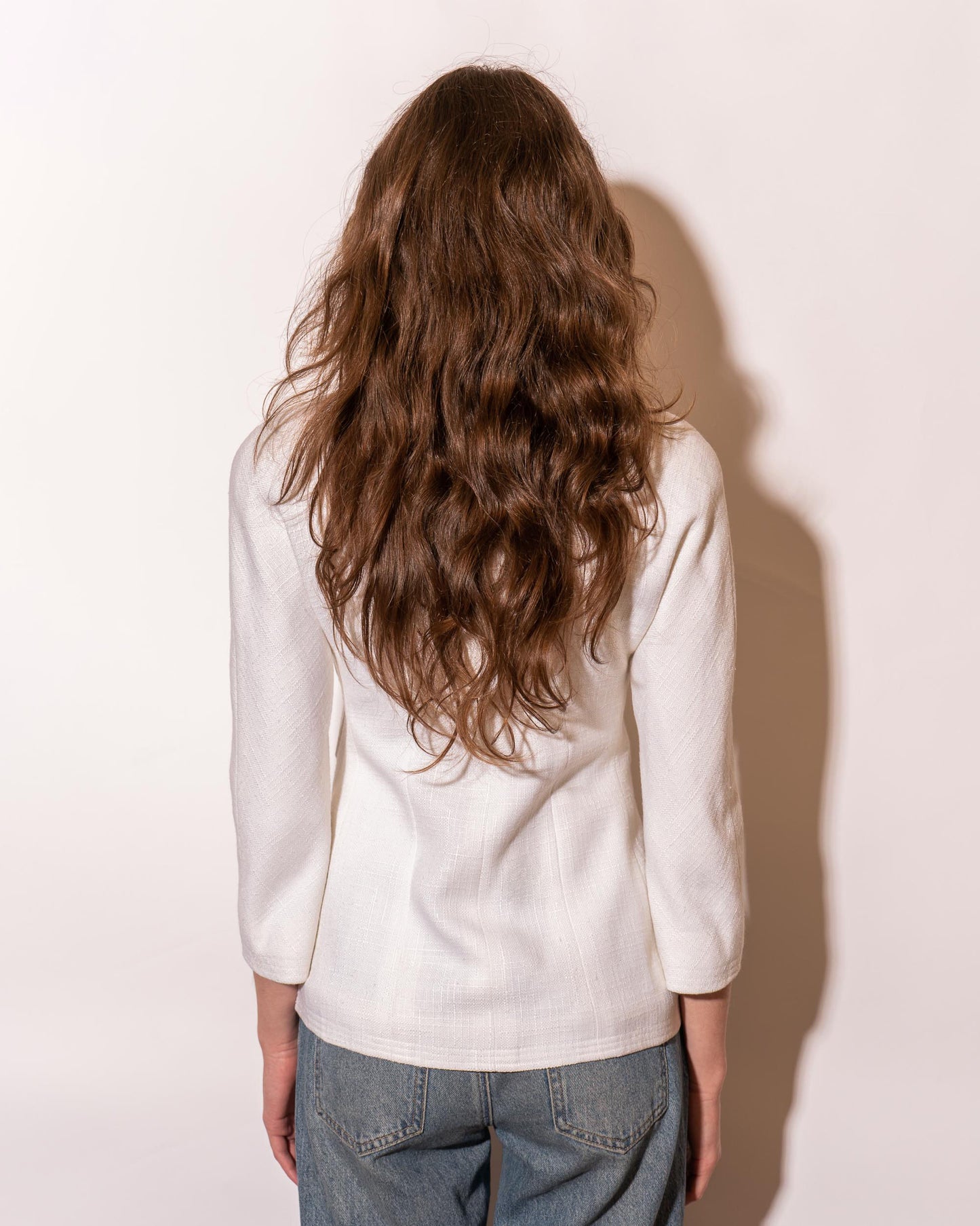 FR36-38 Chanel Cruise 1990 Double-Breasted Two-Pocketed Linen Blend Jacket - Vintage Chanel Jacket - - Rarchive.