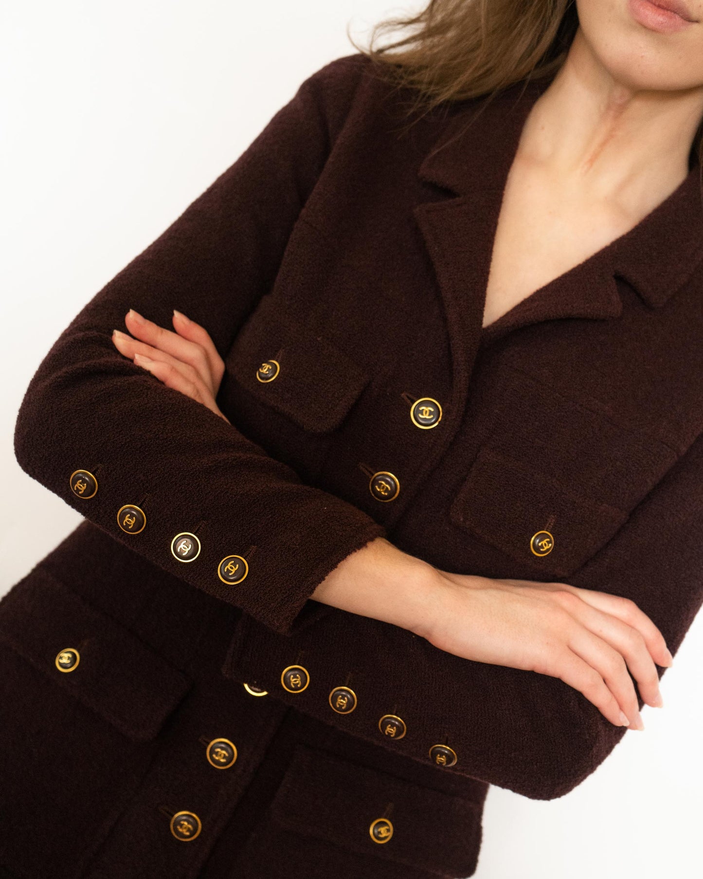 FR38-40 Chanel Fall 1995 Four Pocket Single Breasted Tweed Boucle Jacket - Vintage Chanel Jacket - Jacket - Rarchive.