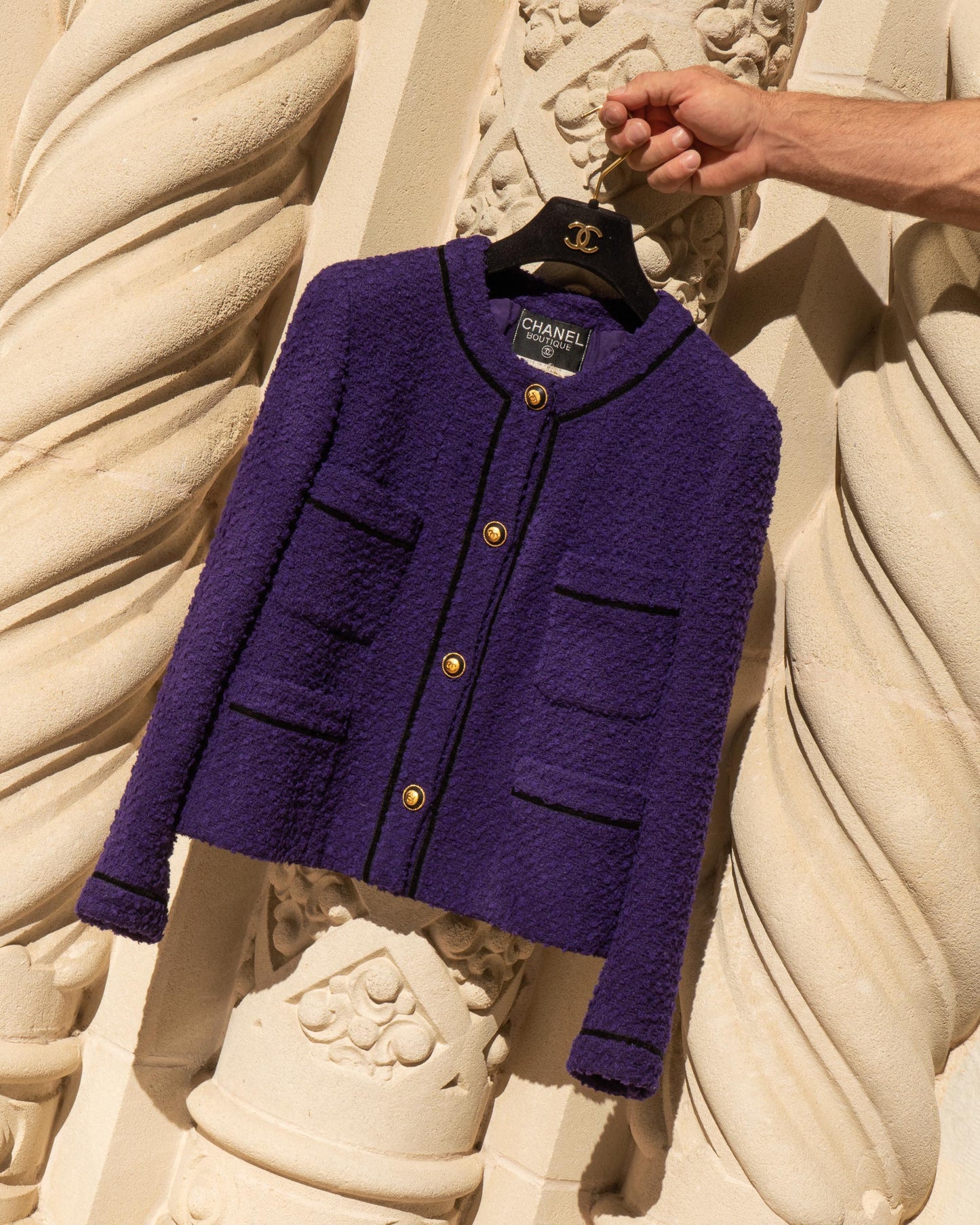 FR40-42 Rare Chanel Fall 1993 Classic Collarless Four Pocket Tweed Jacket - Vintage Chanel Jacket - - Rarchive.